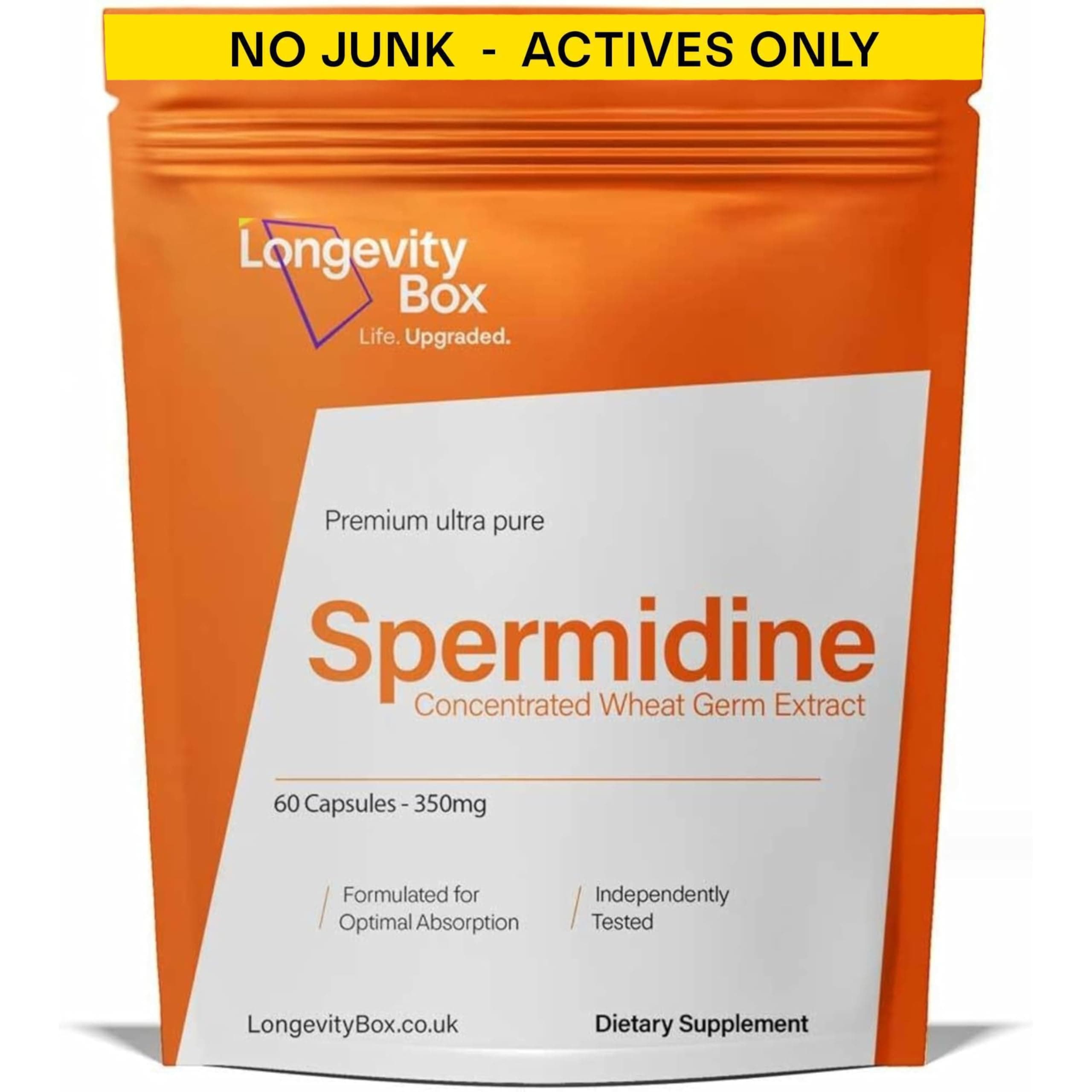 Spermidine Supplement 60 Vegan Capsules 6mg from 600mg Wheat Germ Extract with Zinc Thiamin 99% Pure Third-Party Tested Non-GMO