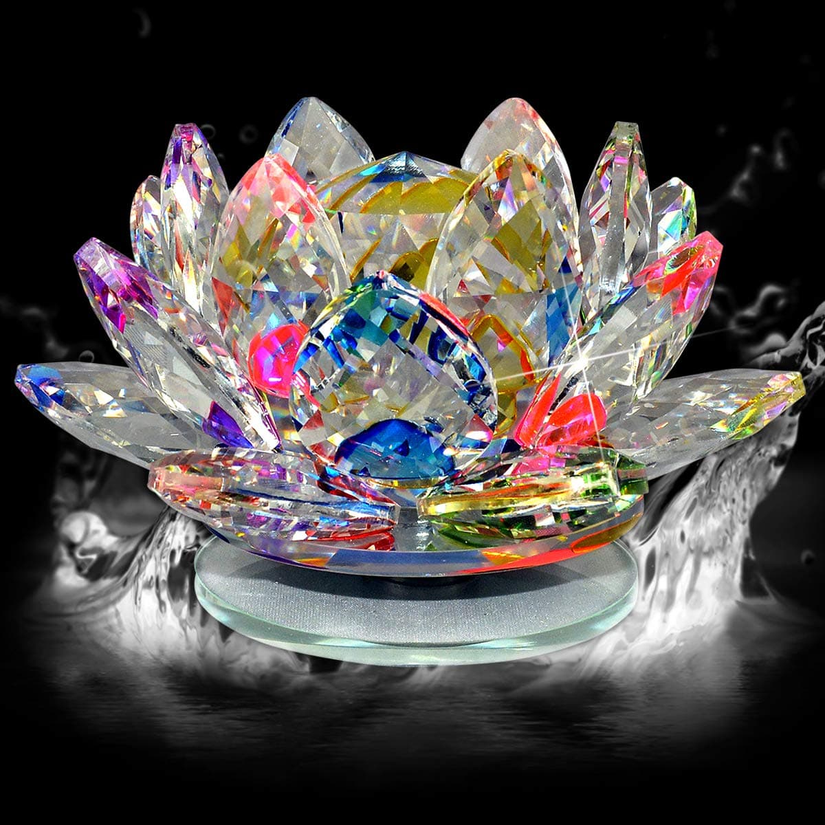 Vastu Feng Shui Transparent Crystal Lotus for Positive Energy Gift Item and Good Luck & Brings Prosperity, Success