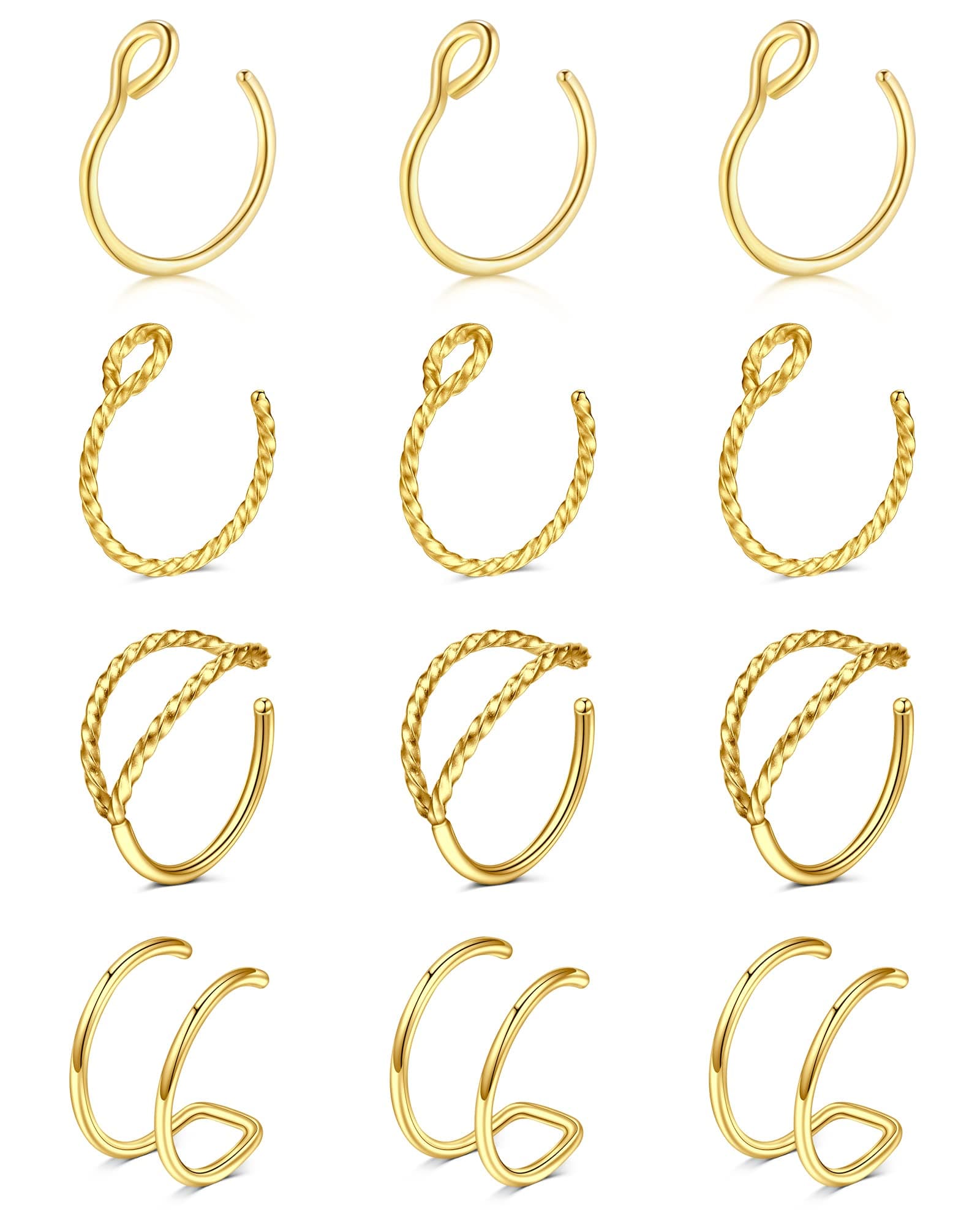 Fake Nose Ring Hoop Fake Septum Fake Nose Ring Fake Septum Nose Ring Fake Nose Piercing Fake Nose Ring Stud Double Fake Noe Rings for Women Men