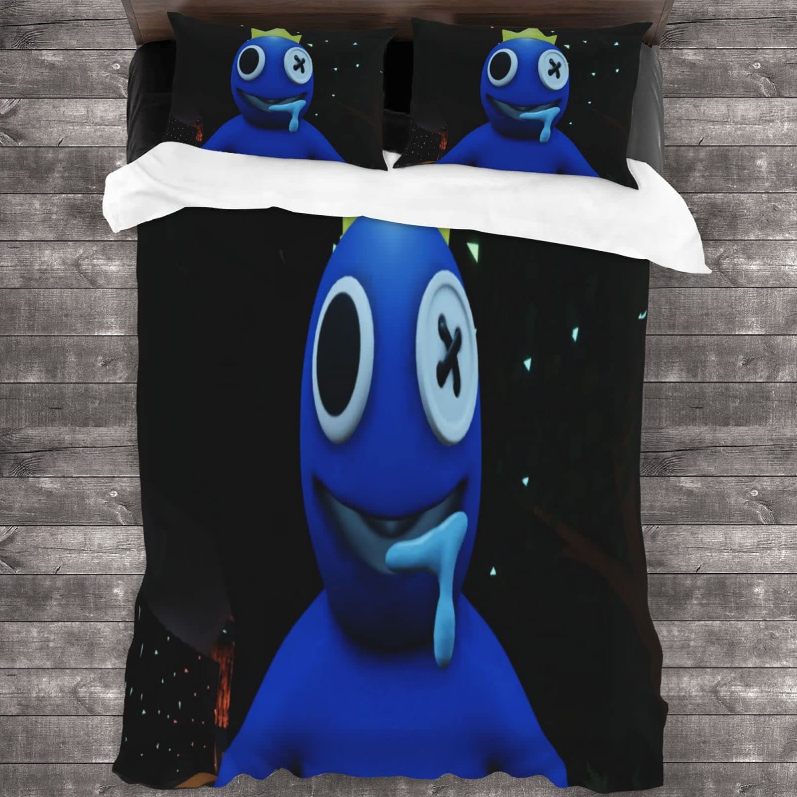 Anime Rainbow Friends 3-Piece Duvet Cover Set Bedding Set,Soft Breathable 3D Printed Microfiber Comforter Protector Cute Cartoon Bed Cover Set Pillowcases