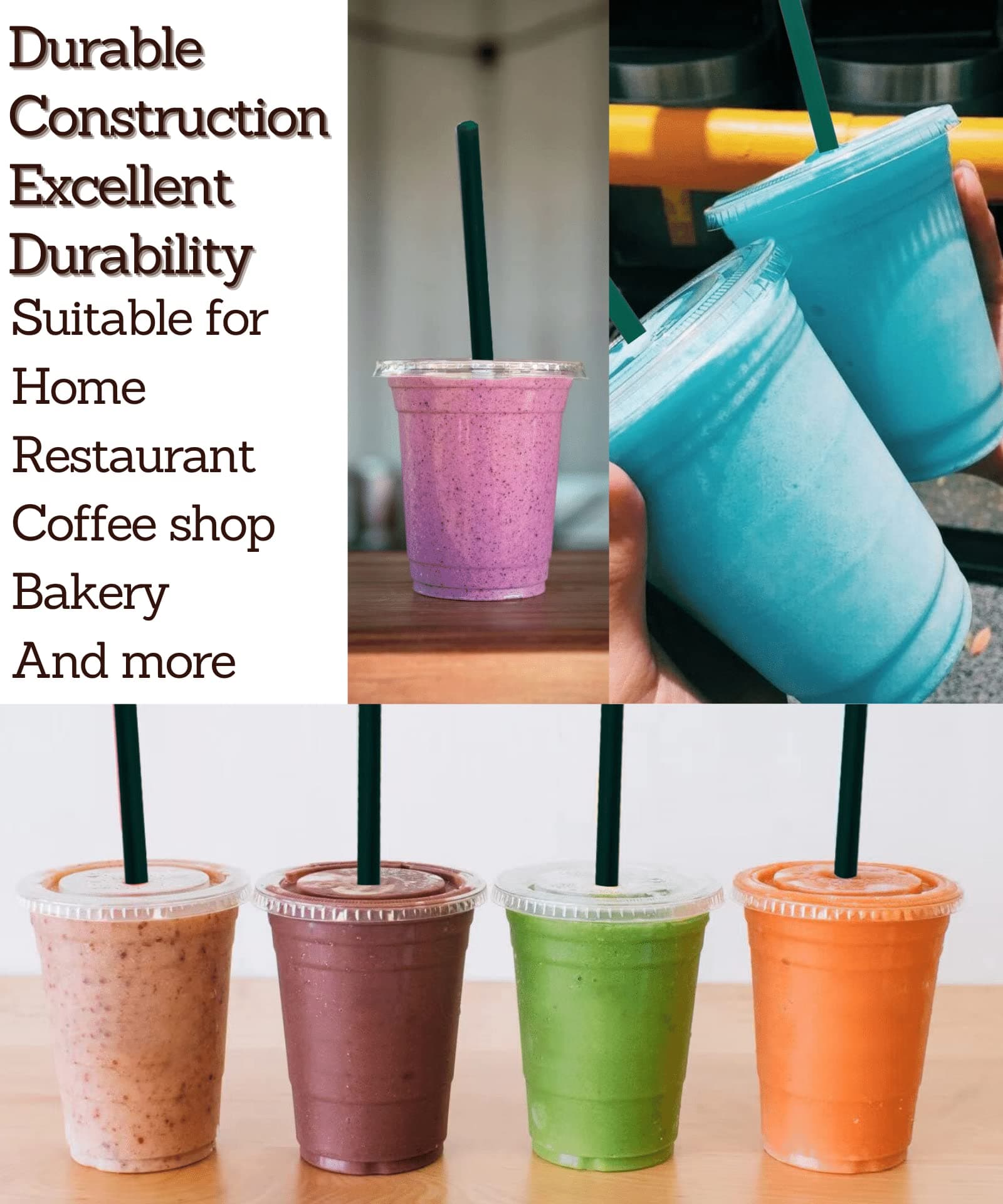 12 oz Clear Plastic Cups with Lids and STRAWS, Disposable Drinking Cups for Cold Drinks, Iced Coffee, Milkshakes, Smoothies, 25 Sets