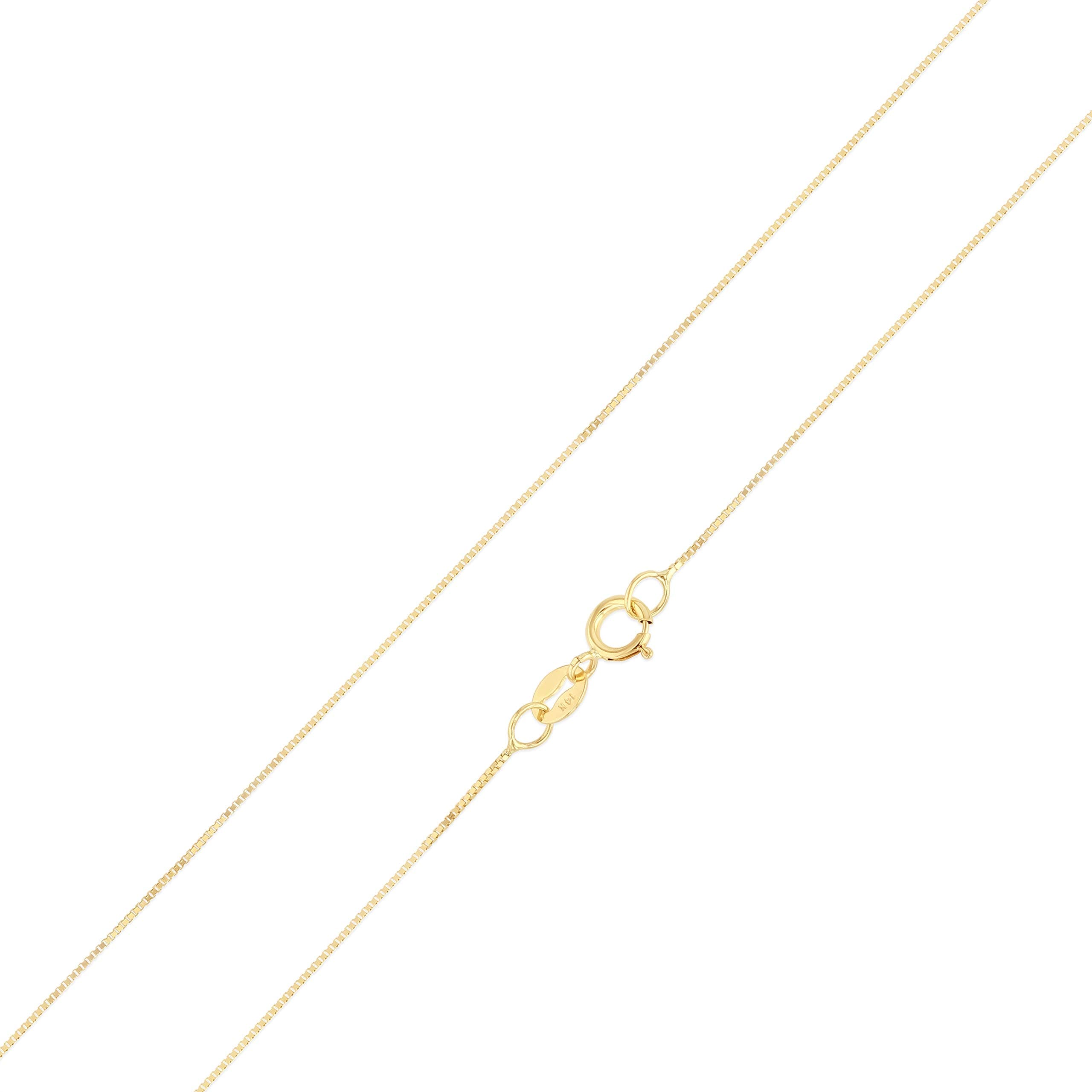 REAL Solid 14K Yellow Gold 0.5mm Box Chain Necklace for Women with Spring Ring Clasp