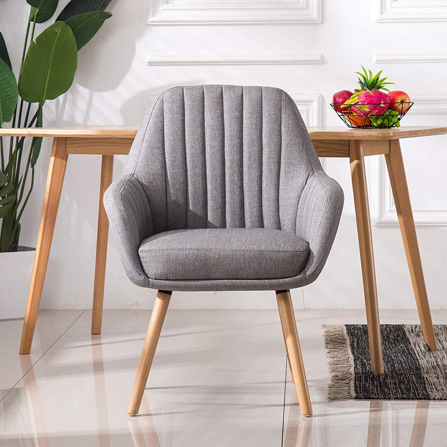 Homy Grigio Dining Chairs Living Room Chairs Accent Chair Mid-Century Modern Upholstered Fabric (Grey)