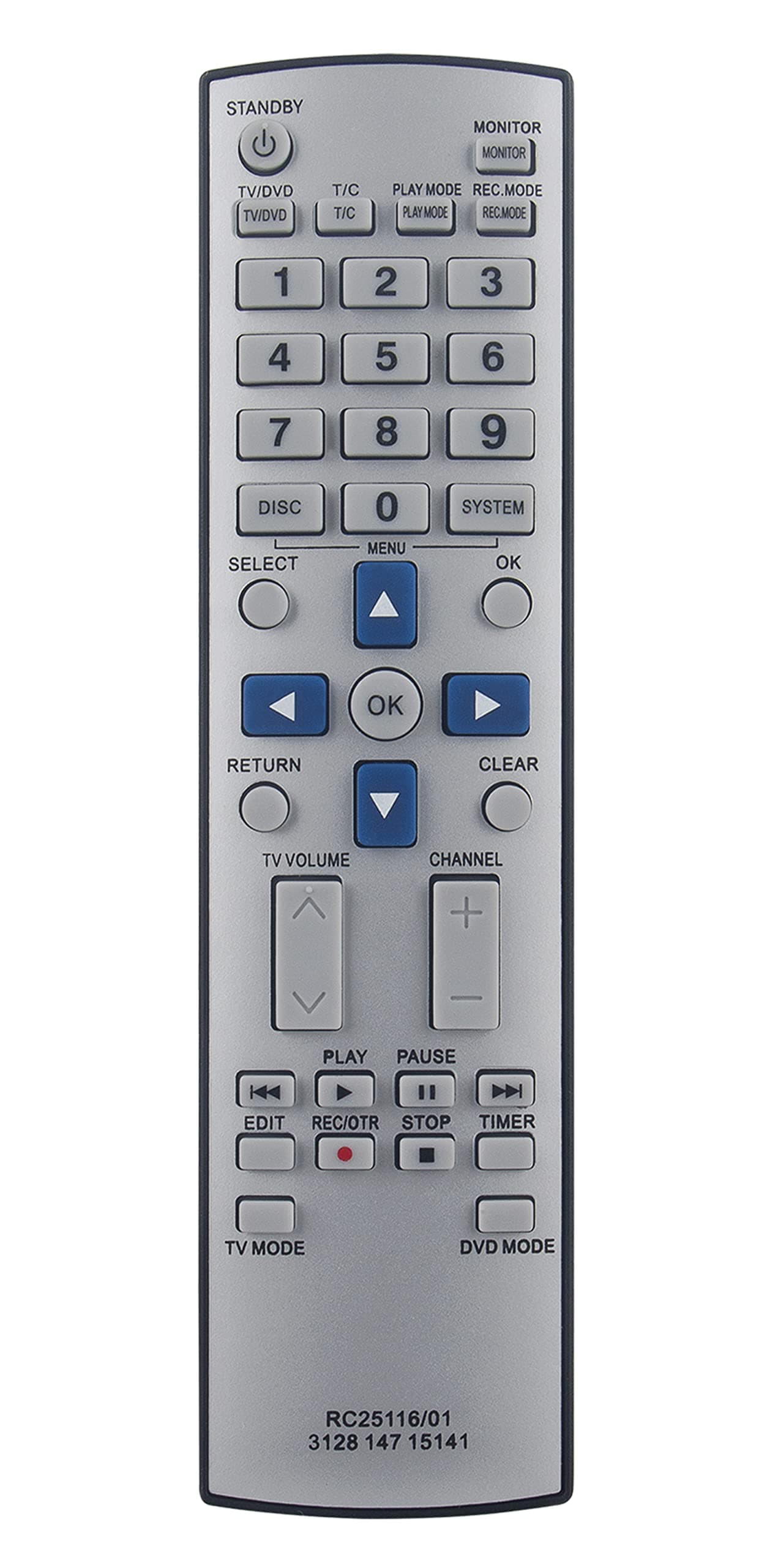 RC25116/01 Replaced Remote fit for Magnavox DVD Recorder MDV650R MDV630R MRV640 MDV630R/17 MDV630R/17X MDV630R/99 MDV650R/99 MRV640/17 MDV630.MDV630R/R17 MDV630R1/17 MDV630R117 MDV630R17 DVDR615