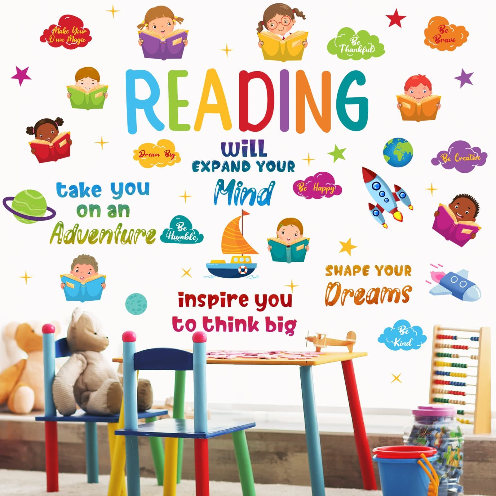 Kids Wall Stickers Classroom Stickers Colorful Inspirational Wall Stickers Nursery Stickers Playroom Wall Decor Motivational Wall Stickers Positive Saying Sticker Splash Wall Sticker