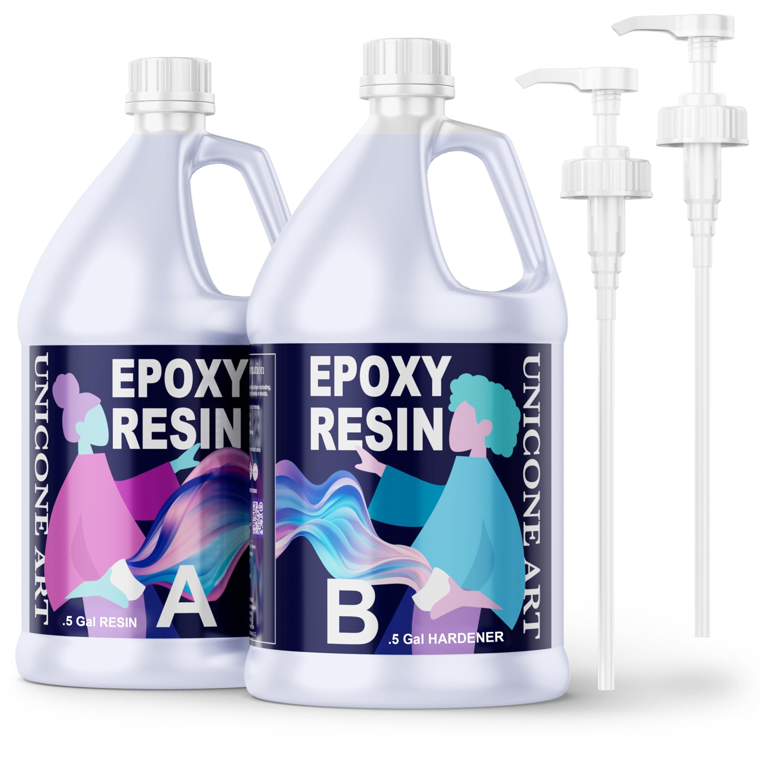 Resin Epoxy Kit 1 Gallon Craft Kit Gift - (.5 Gal Resin + .5 Gal Hardener) - Non-Toxic, Crystal Clear, Odor-Free, UV Resistant, High Gloss Art Epoxy