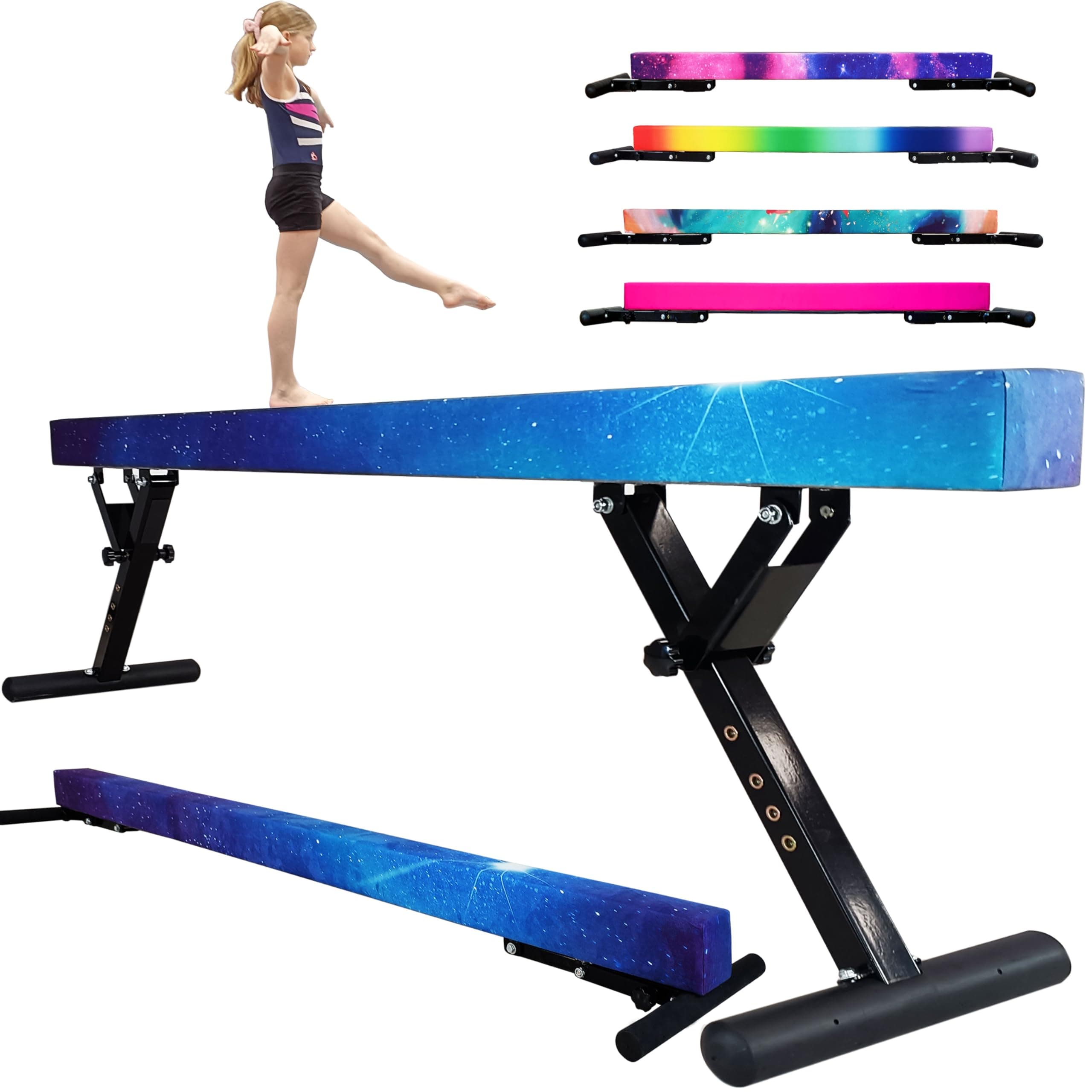 8FT Adjustable Balance Beam,high and Lower Floor Beam for Home Training,Height Adjust from 7" to 29",Gymnastic Beam for Kids with Weight Limit 500 LBS … (Aurora Green, 7”-29“)