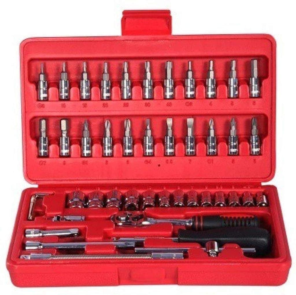 Generic Force 2462 1/4 Inch Socket Combination Set Diy Repair Tool Kit (46-Pieces)