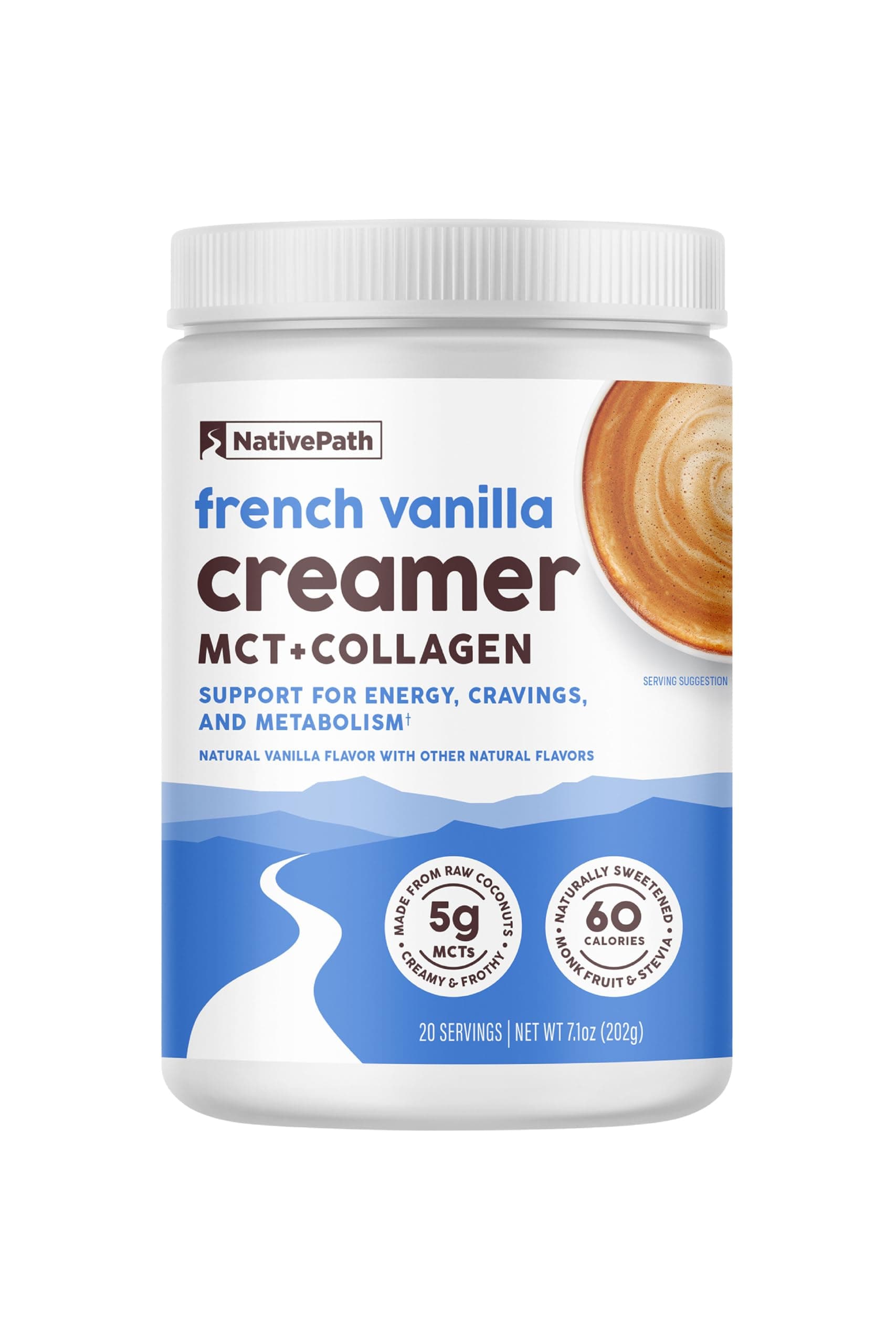 French Vanilla Keto Coffee Creamer, 20 Servings - Collagen & MCT Oil Powder, Sugar Free, Non-Dairy - Grass-Fed, Monk Fruit Sweetened, Soy & Gluten Free (7.1 oz)