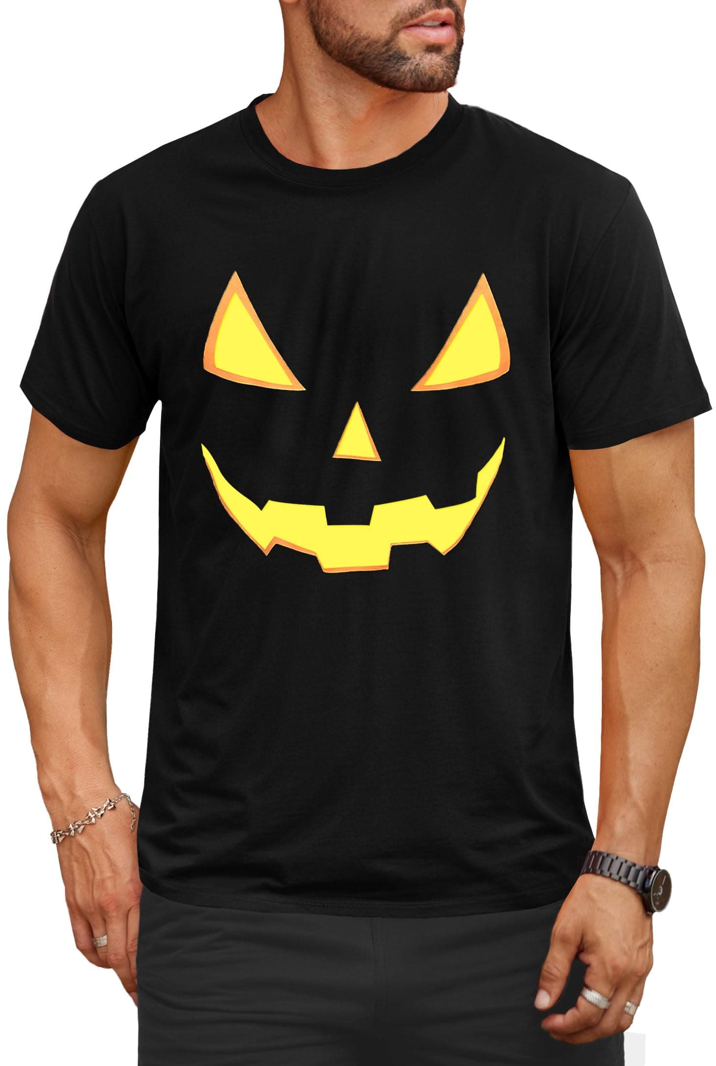 Arvilhill Mens Halloween T-Shirts Jack O' Lantern Skeleton Short Sleeve Shirt Glow in The Dark (S-3XL)