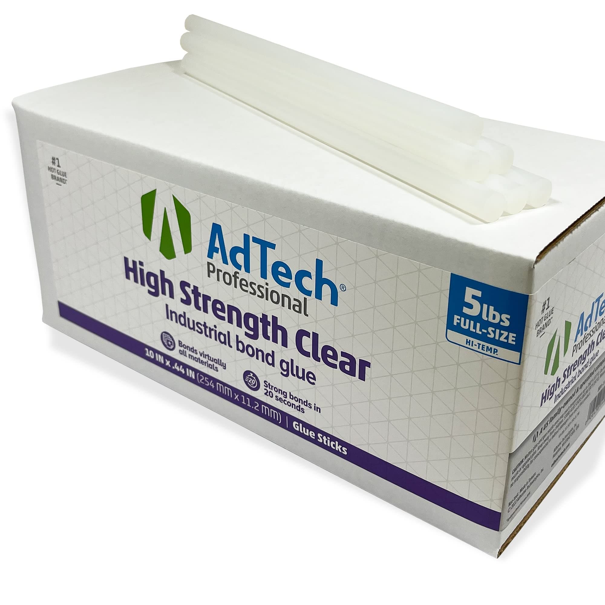 AdTech Professional High Strength Industrial Bond High Temp Hot Glue Sticks 10" Clear