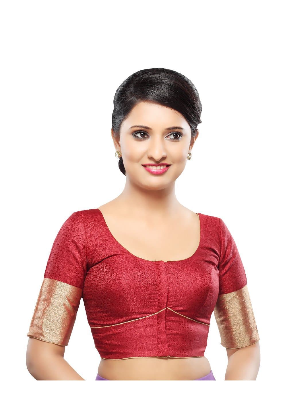 Saris and Things Maroon Fancy Front Open Saree Blouse Choli