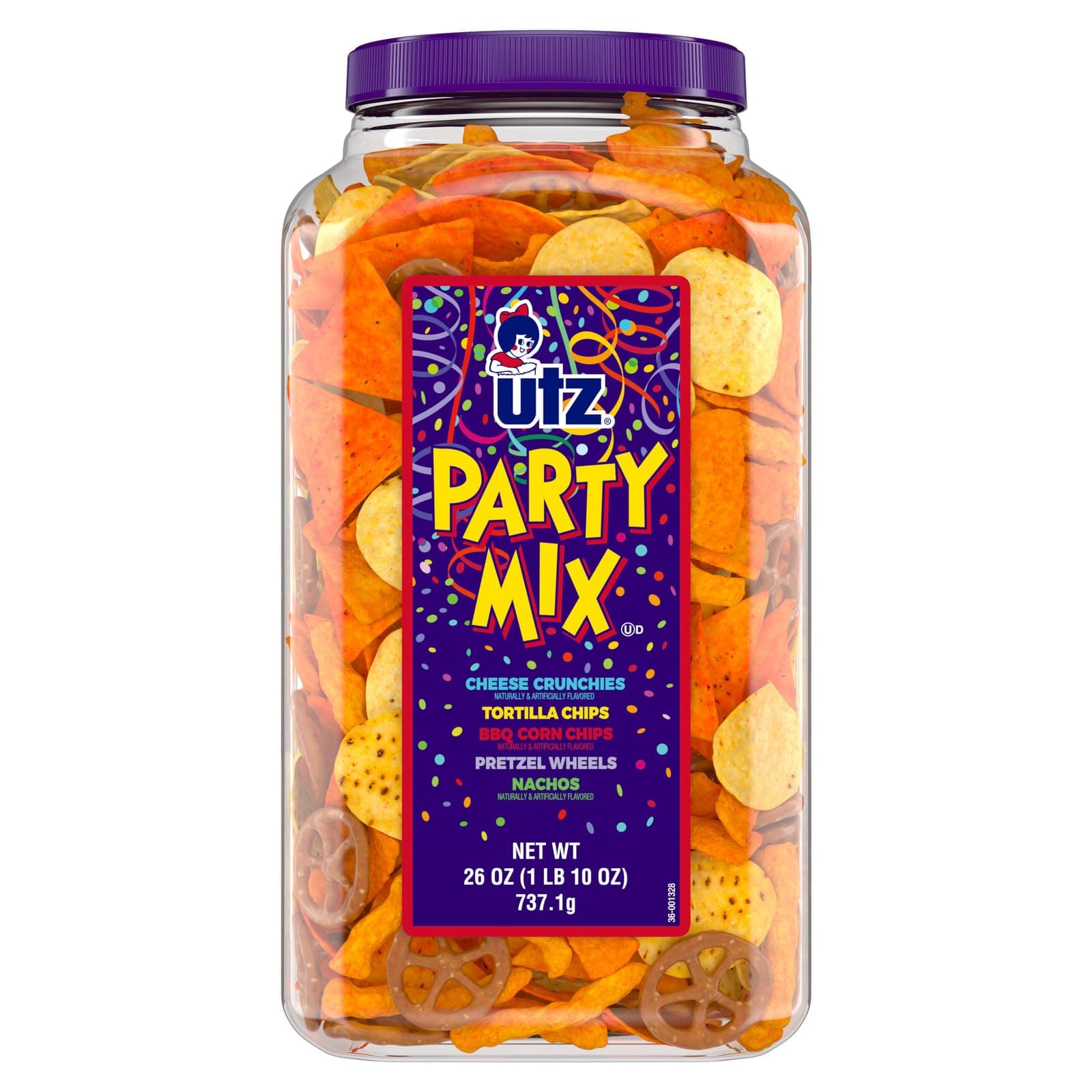 Utz Party Mix - 26 Ounce Barrel - Tasty Snack Mix Includes Corn/Nacho Tortill...