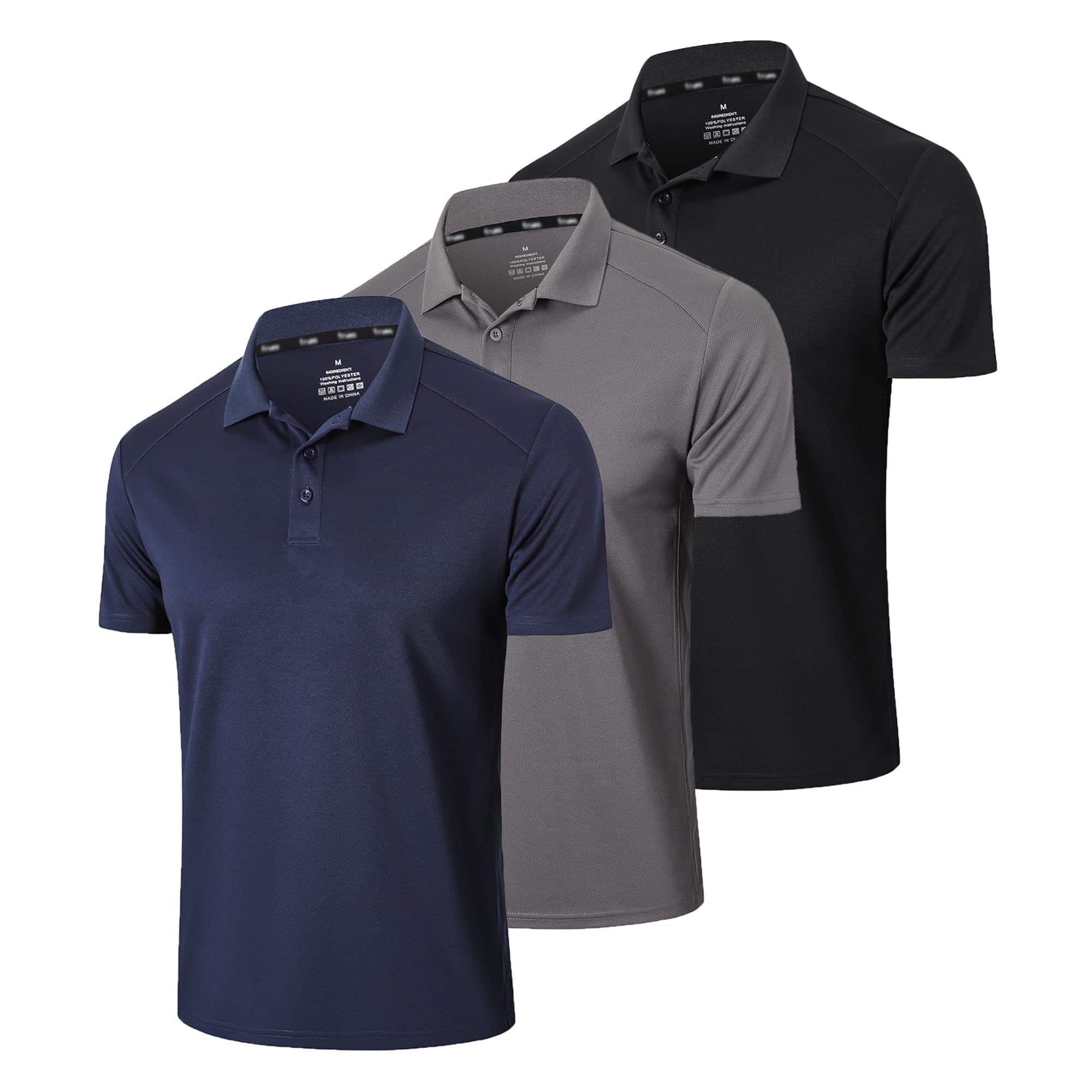 3er Pack Polo Shirts for Men Quick-Dry Men's T-shirts Moisture Wicking Comfortable Golfshirt Tops,Tees