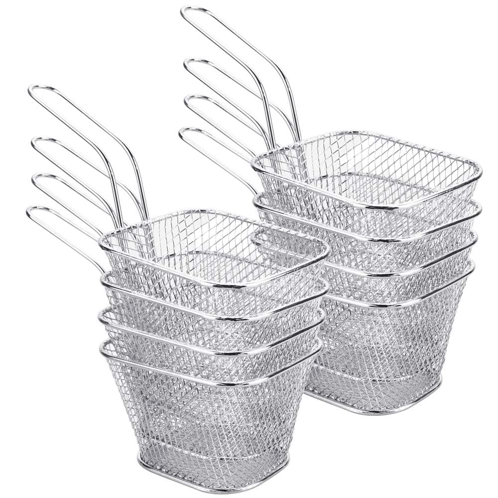 DECARETA8 pcs Stainless Steel Small Individual Presentation Basket for Fried Chicken, Onion Washers, Shrimp