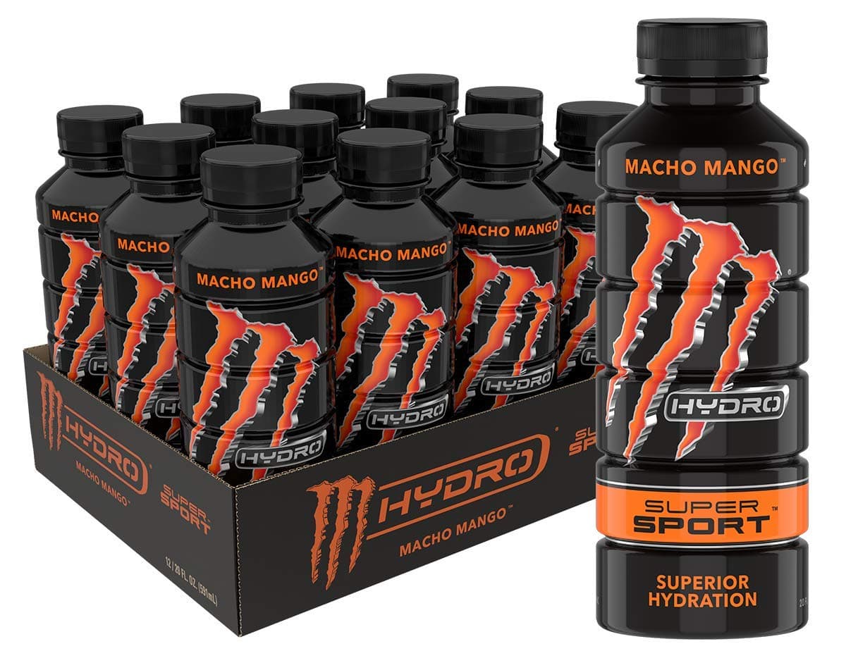 Monster Energy Hydro Super Sport, Macho Mango, 20 Oz (Pack Of 12)