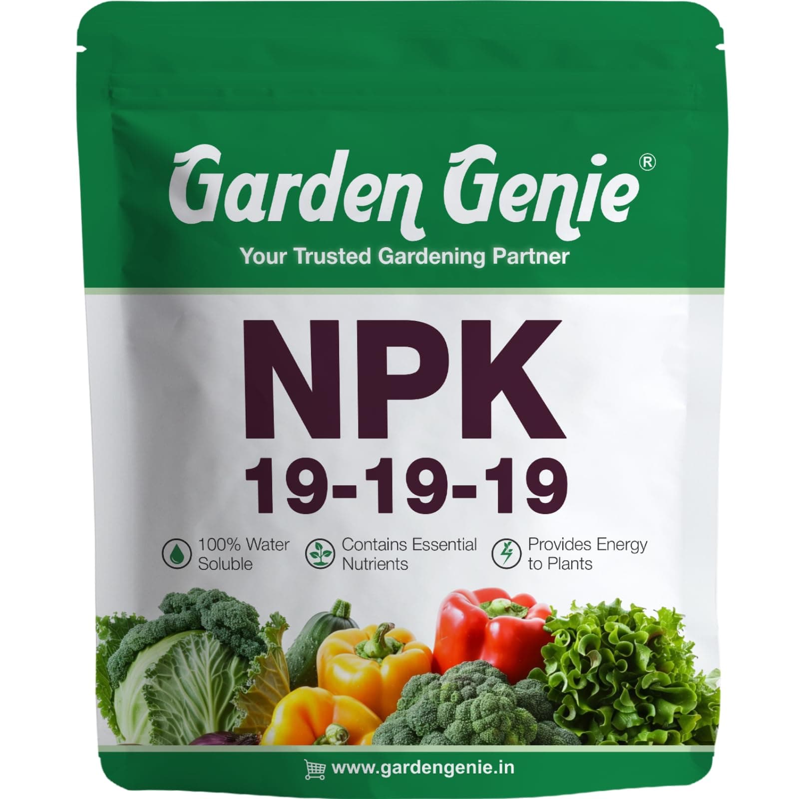 Garden Genie NPK 19 19 19 Fertilizer For Plants I 100% Water Soluble I Complete Plant Nutrition For Gardening, Growth Boost And Flowering, 380 Gm, Powder