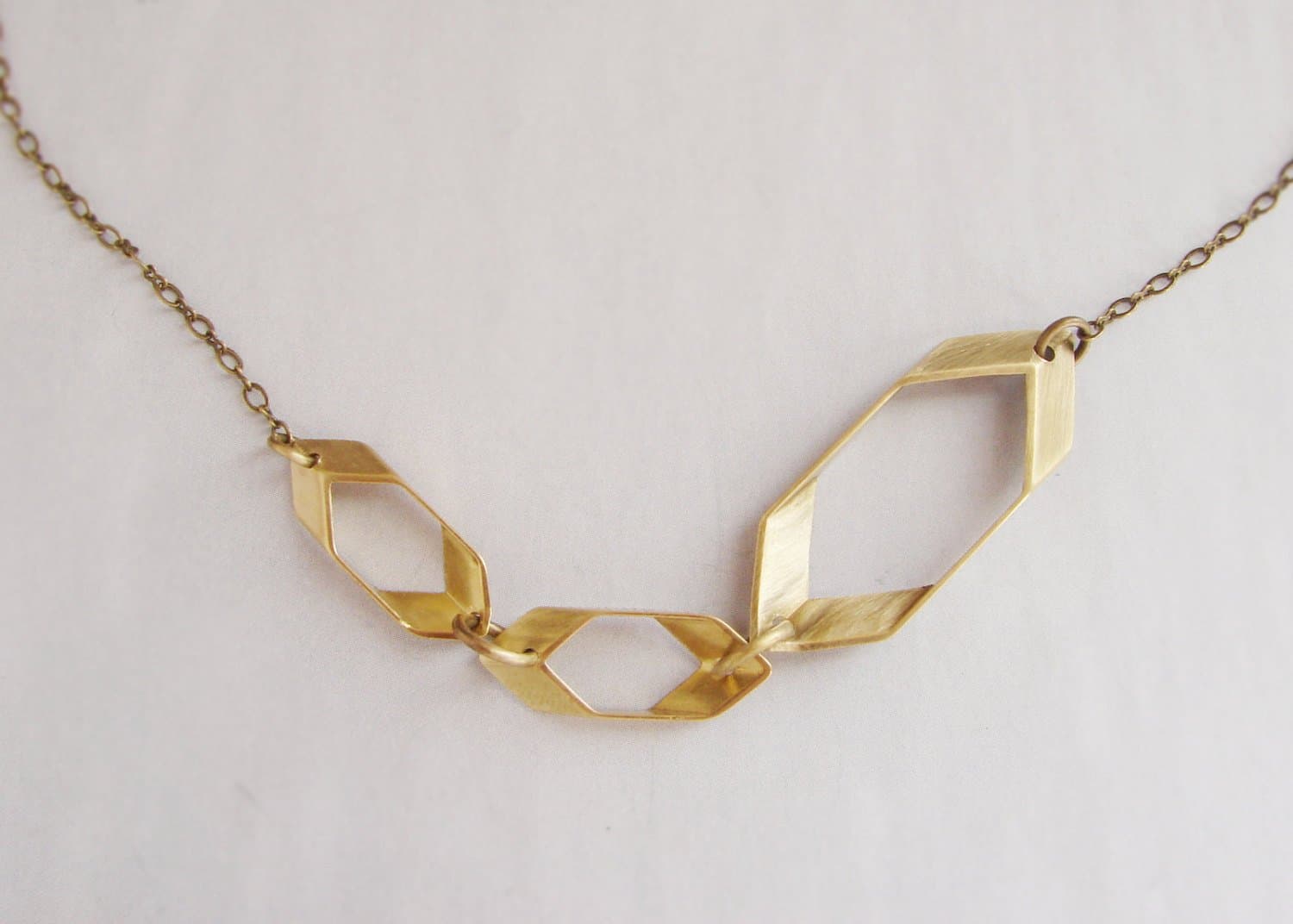 Abstract Honeycomb statement necklace, hexagon pendant necklace, modern geometric necklace, chemistry molecule link necklace