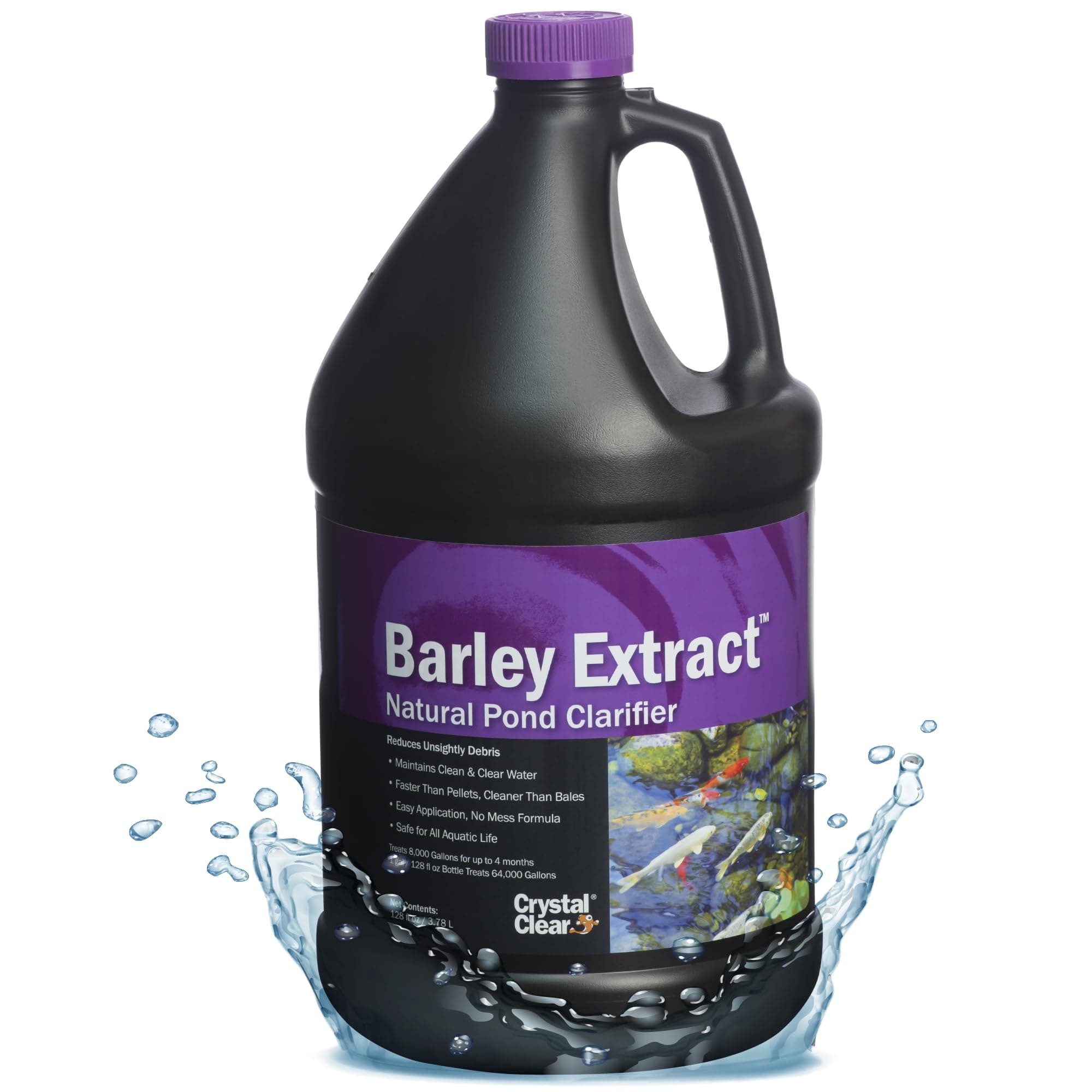 Barley Extract Pond Treatment – Natural Water Clarifier for Fountains, Water Gardens & Koi Ponds, Clears Cloudiness, Fish & Plant Safe, 1 Gallon