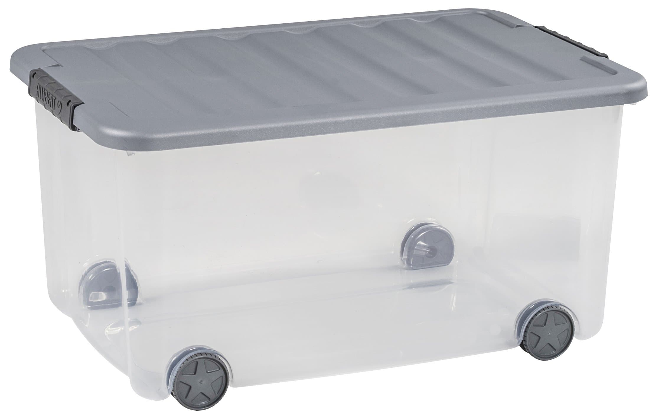 AllibertCurver 50 Litre "Scotti" Storage Box With Roles, Transparent/Grey, 35 x 25 x 10 cm