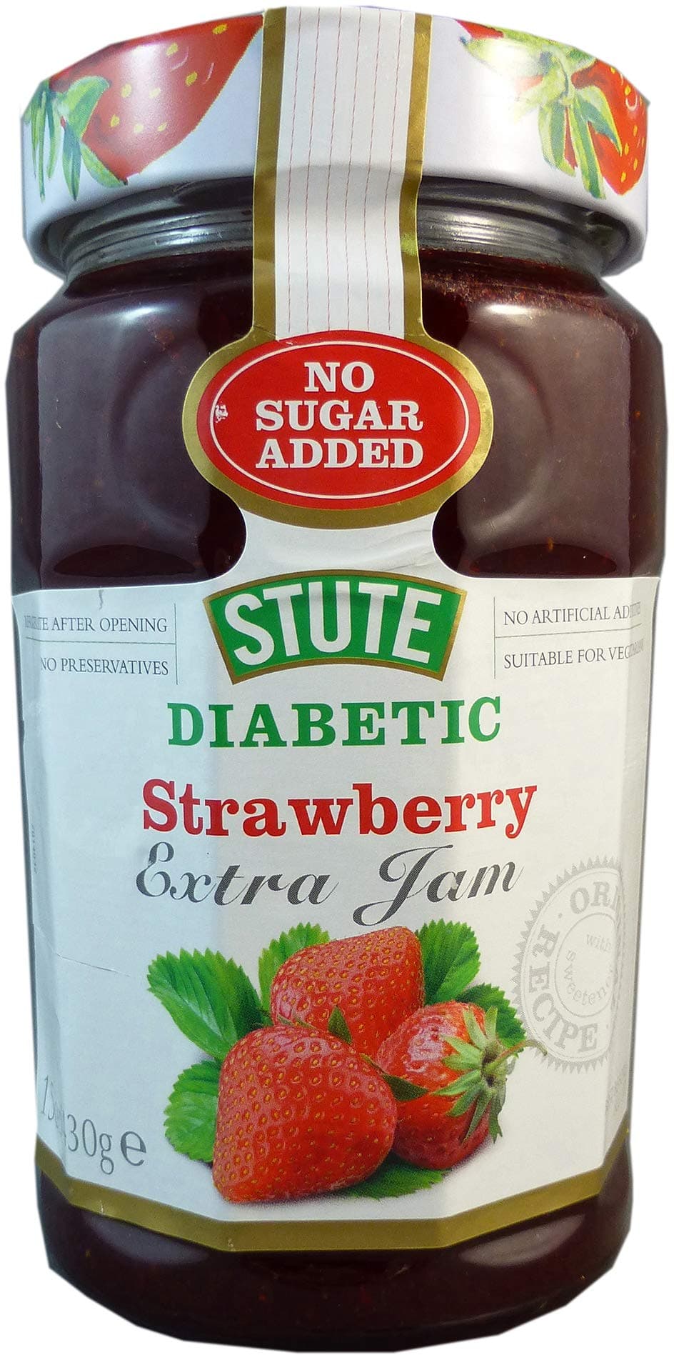 Stute No Sugar Added Strawberry Jam 430g - 2 Pack