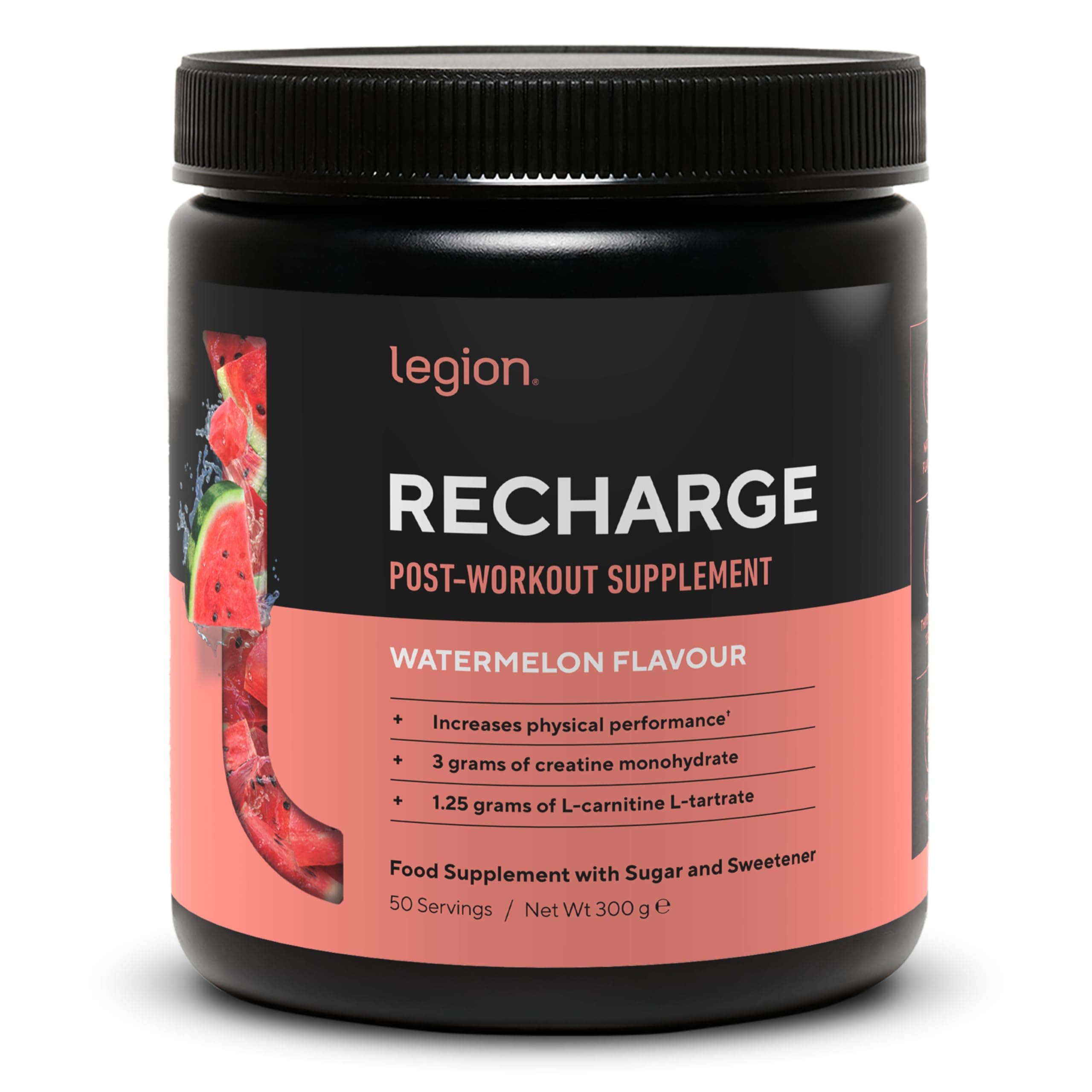 Recharge Post Workout Supplement - All Natural Muscle Builder & Recovery Drink with Micronized Creatine Monohydrate. Naturally Sweetened & Flavored, Safe & Healthy (Watermelon, 30 Serve)