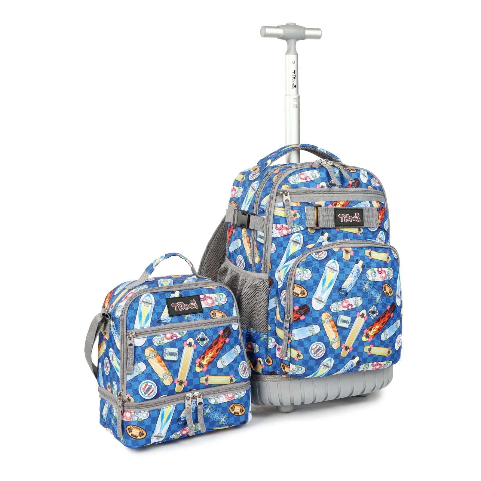 Rolling Backpack 19 inch with Lunch Bag Wheeled Laptop Backpack, Skateborad