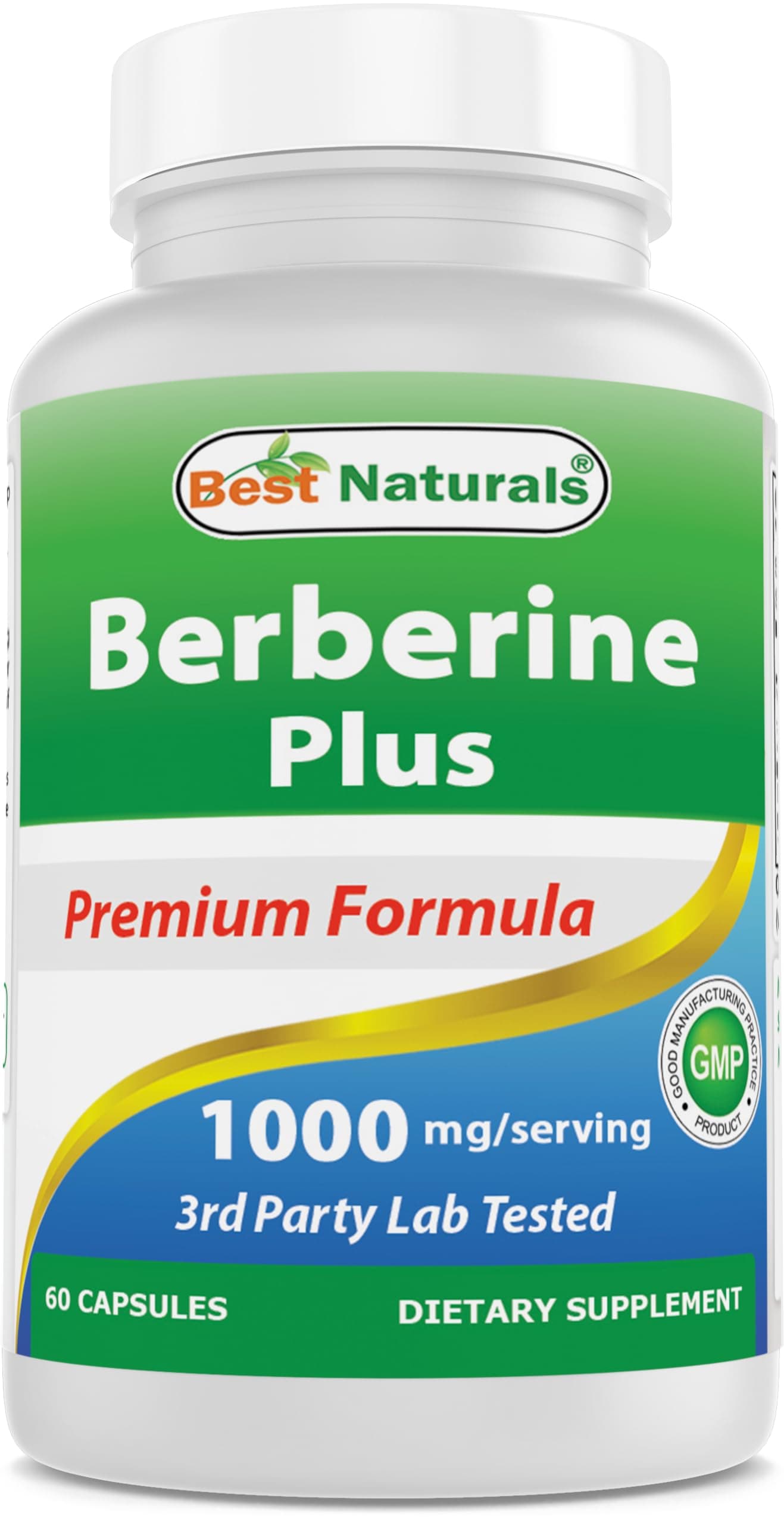 Berberine Plus 1000mg per Serving, (Non-GMO) 60 Capsules - Contains Berberine HCL 1000mg, Vitamin C 120mg & Zinc Gluconate 30 mg
