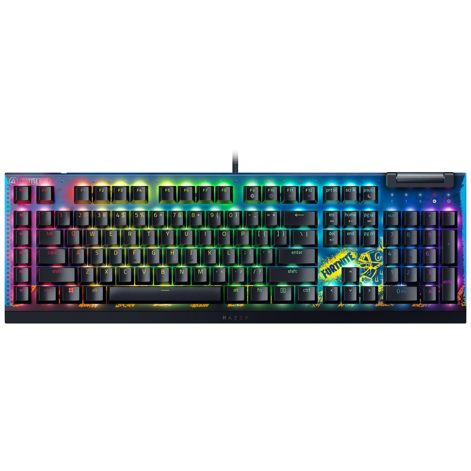 Razer BlackWidow V4 X Mechanical Gaming Keyboard: Yellow Switch Linear & Silent - 6 Macro Keys - Chro RGB - Double Shot ABS Key Caps - Roller & Media Keys - Snap Tap - Fortnite Edition