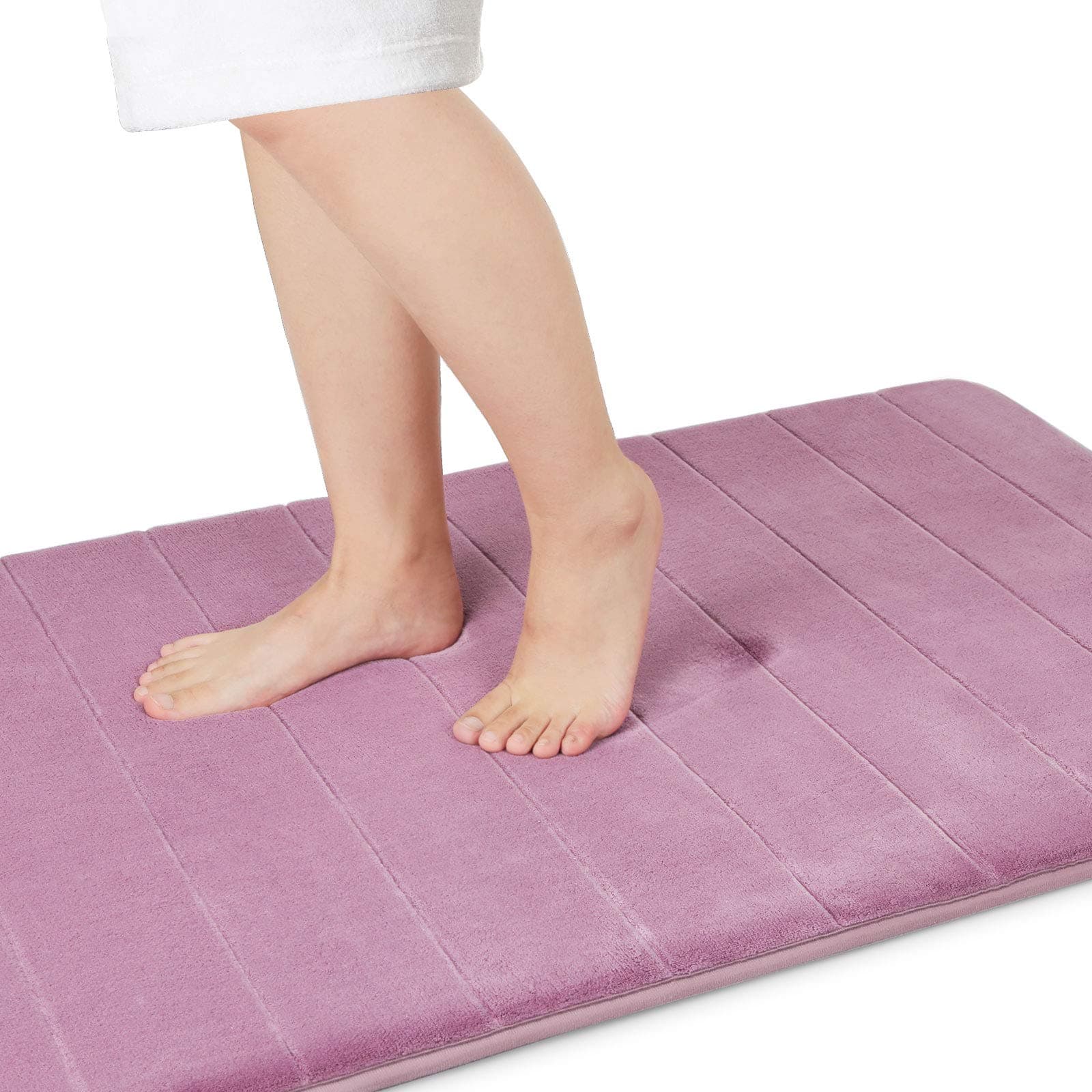 Yimobra Memory Foam Bath Mat Runner, Large Size 153 x 61 cm, Soft and Comfortable, Super Water Absorption, Non-Slip, Thick, Machine Wash, Easier to Dry for Bathroom Floor Rug, Mauve