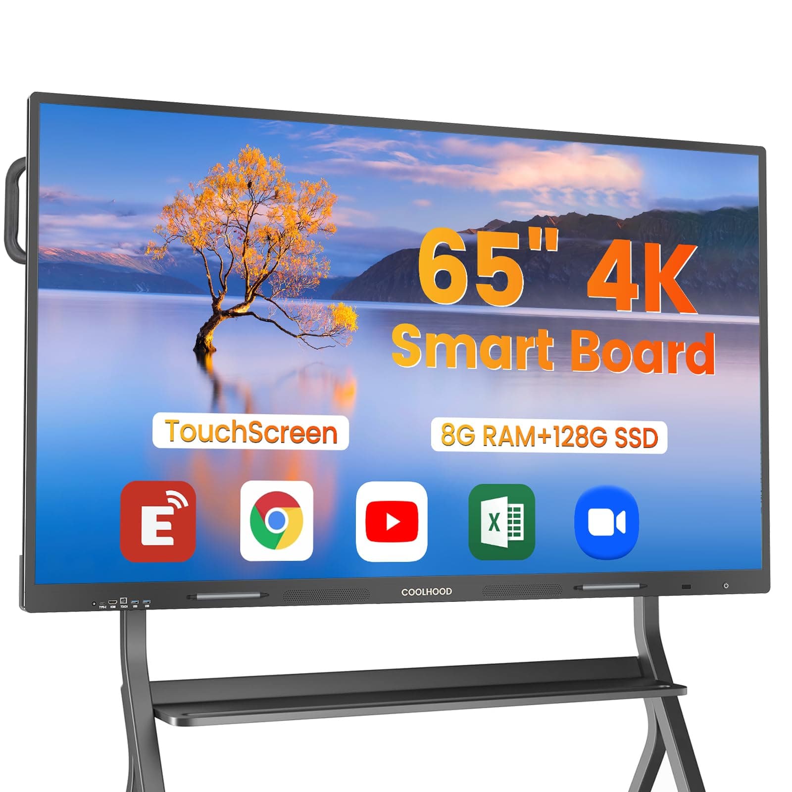 65" Smart Board, 4K UHD Touchscreen Interactive Digital Whiteboard Display, Electronic All-in-One Computer for Classroom Office Home Business w/Open App Ecosystem (Board & Wall Mount Only)