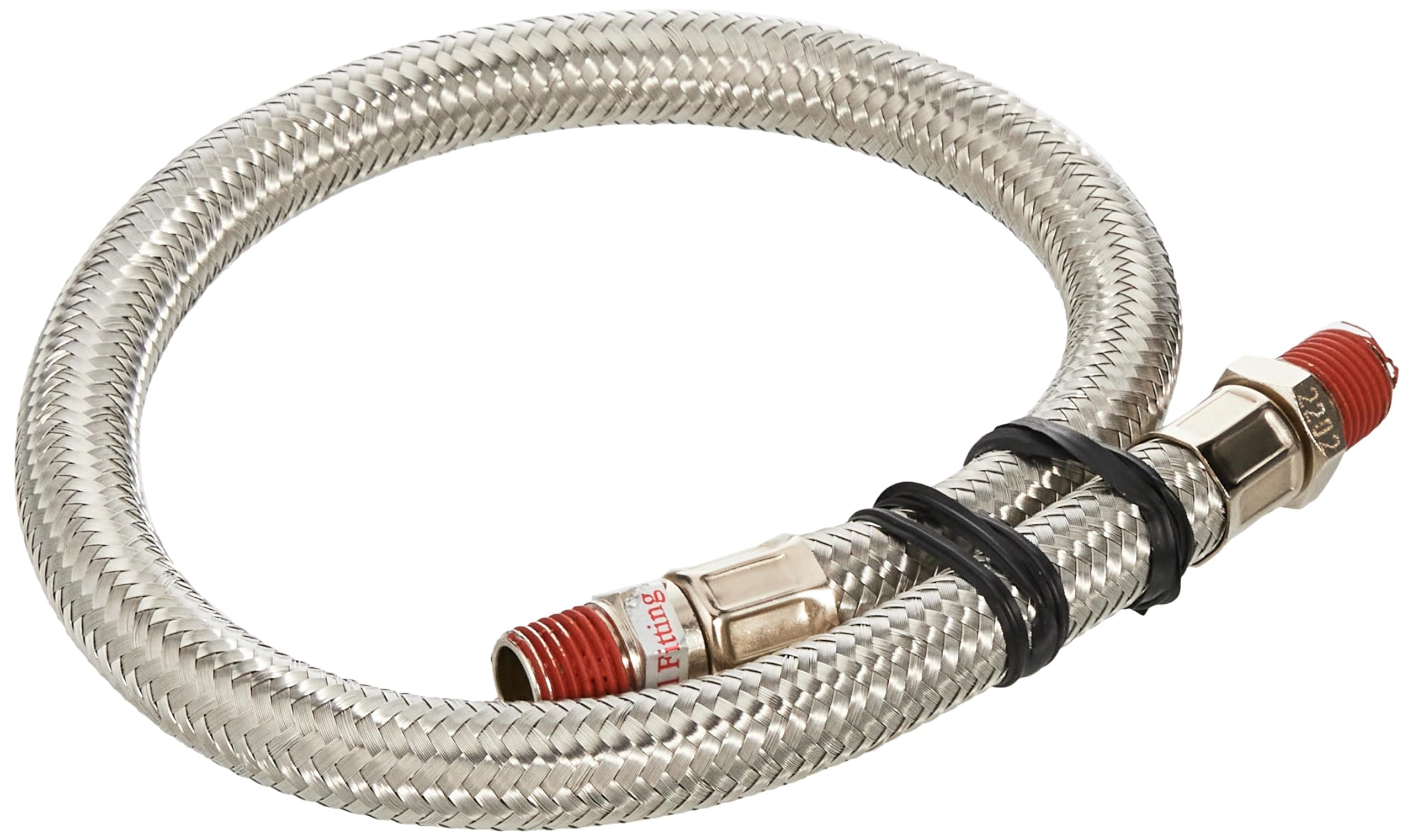 silver 18" Stainless Steel Braided Leader Hose without Check Valve, 92804