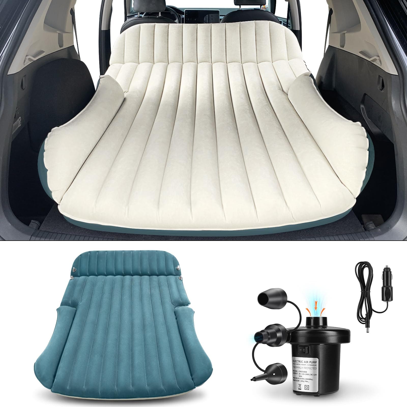 Car Bed with Double Side Flocking,Car Mattress with Pump & Built-in Pillow,Car Sleeping Mattress,Car Air Mattress,Inflatable Car Bed Suitable for Car Camping,Tent,Road Trip