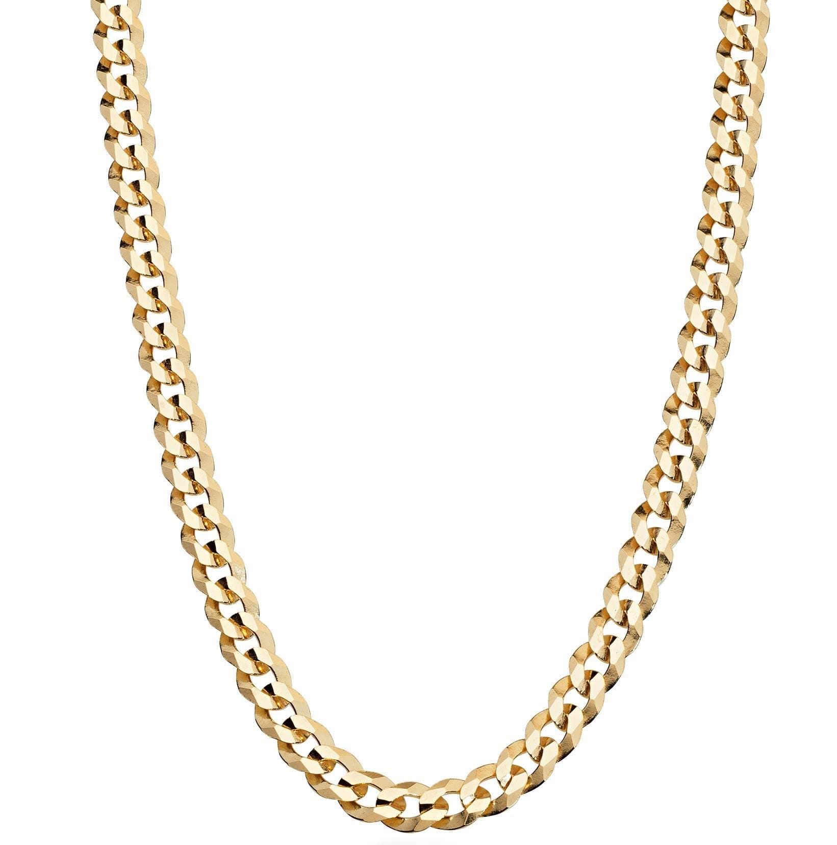 Italian 18K Gold Plated 925 Sterling Silver 5mm Diamond-Cut Cuban Link Curb Chain Necklace for Women Men, Made in Italy