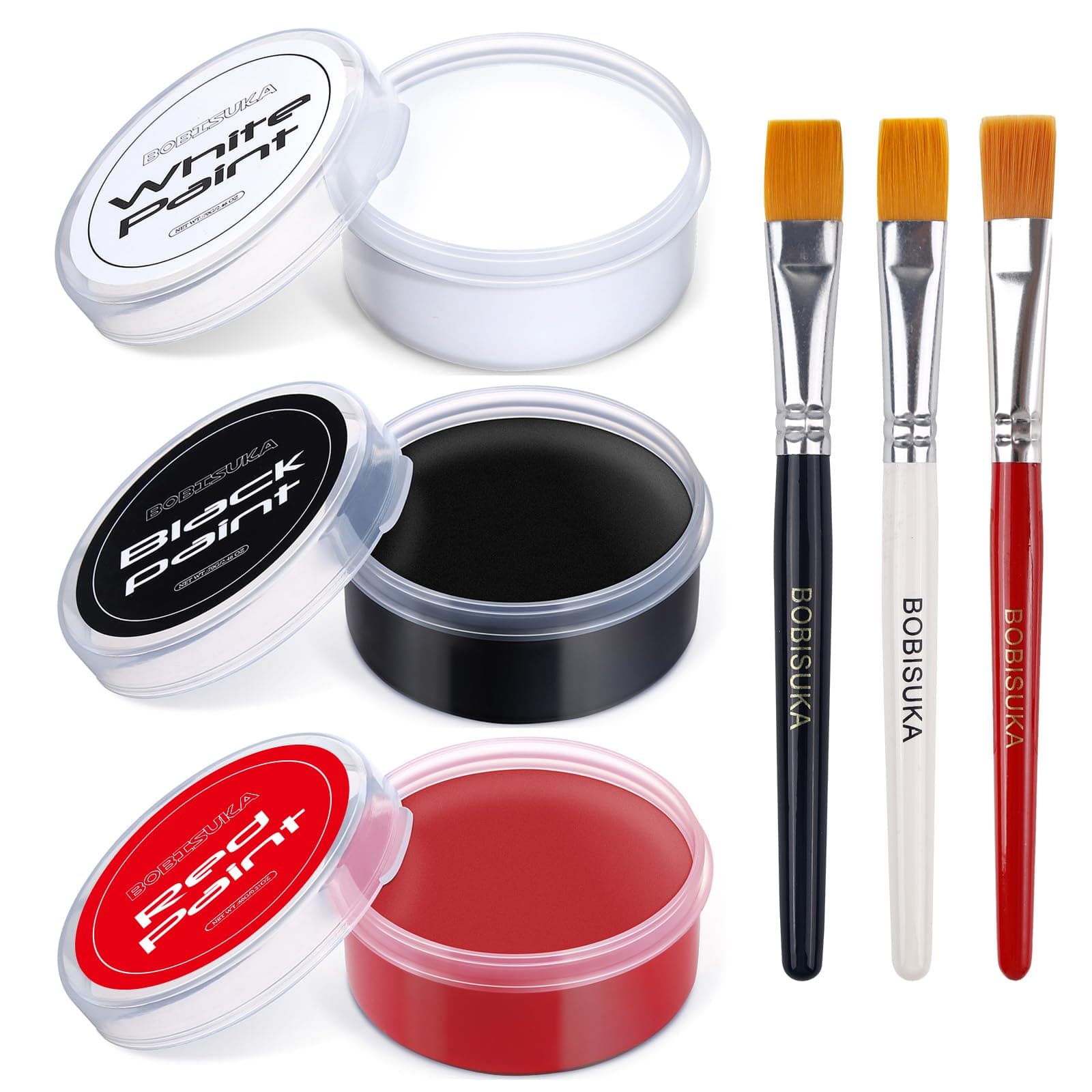 Black + White + Red Oil Face Body Paint Set, Large Capacity Professional Paint Palette Kit with Brushes for Art Theater Halloween Party Cosplay Clown Sfx Makeup for Adults