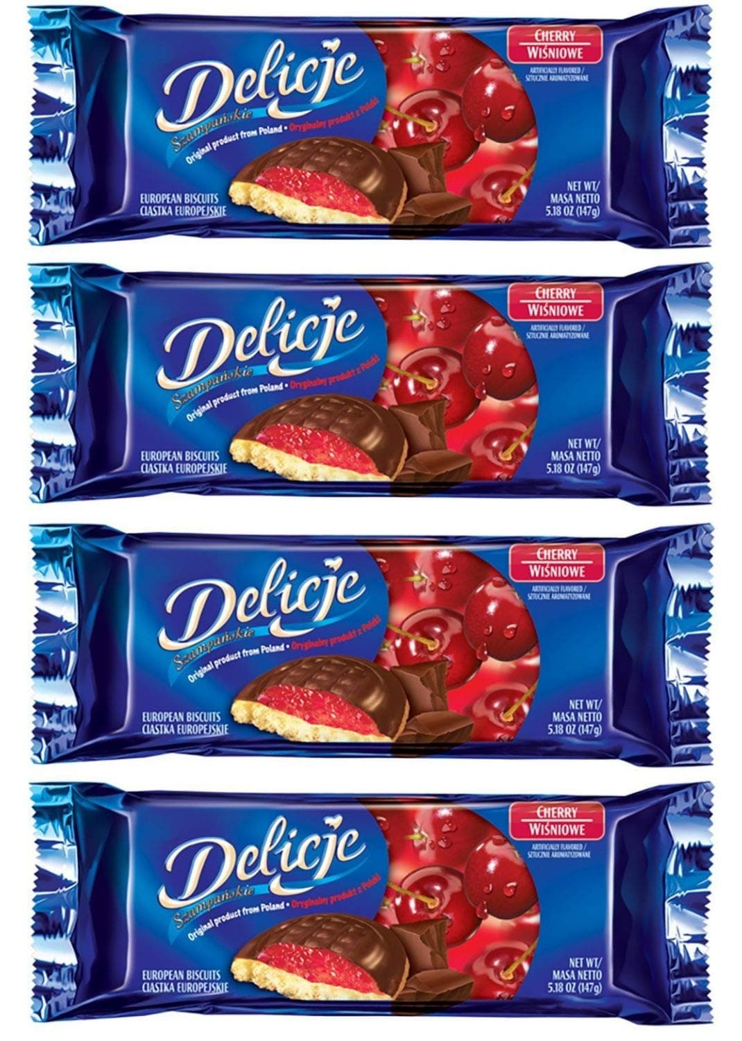 Delicje European Biscuits Cherry Filling (Pack of 4)