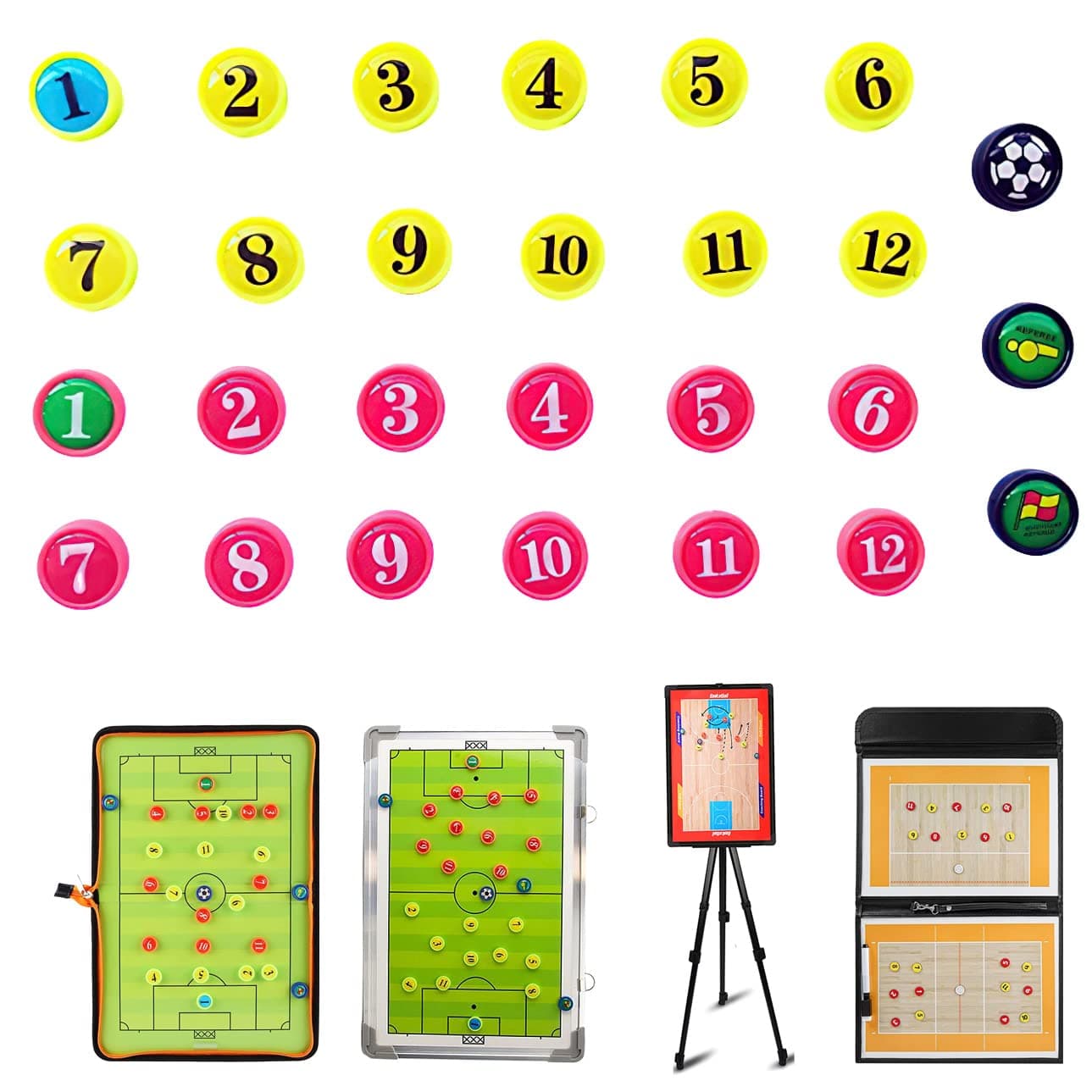 27 Pieces Player Magnets with Number, Premium Magnetic Tactic Board Accessories - Set of 27 Numbered Gel Magnets Pitch for Sports Soccer, Football, Basketball, Baseball, and Hockey Coaches