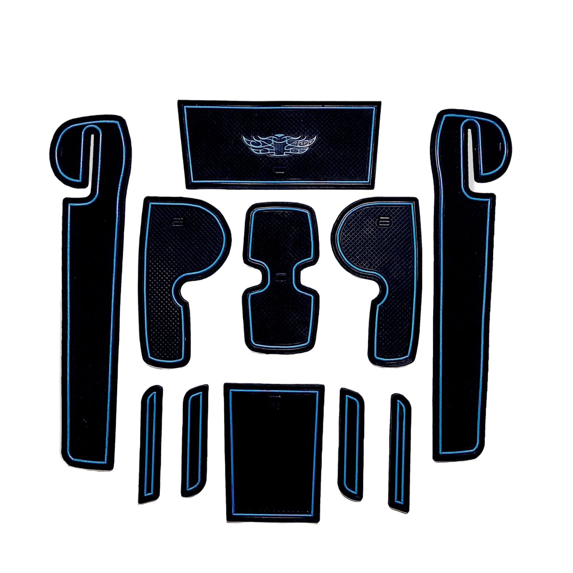 Rubber The Mat Store Door Cup Mats | Maruti Suzuki Swift Dzire For Model Year From 2018 Onwards| Premium Decorative Stylish Car Interior Accessories| Set Of 11 Mats | Blue Trim