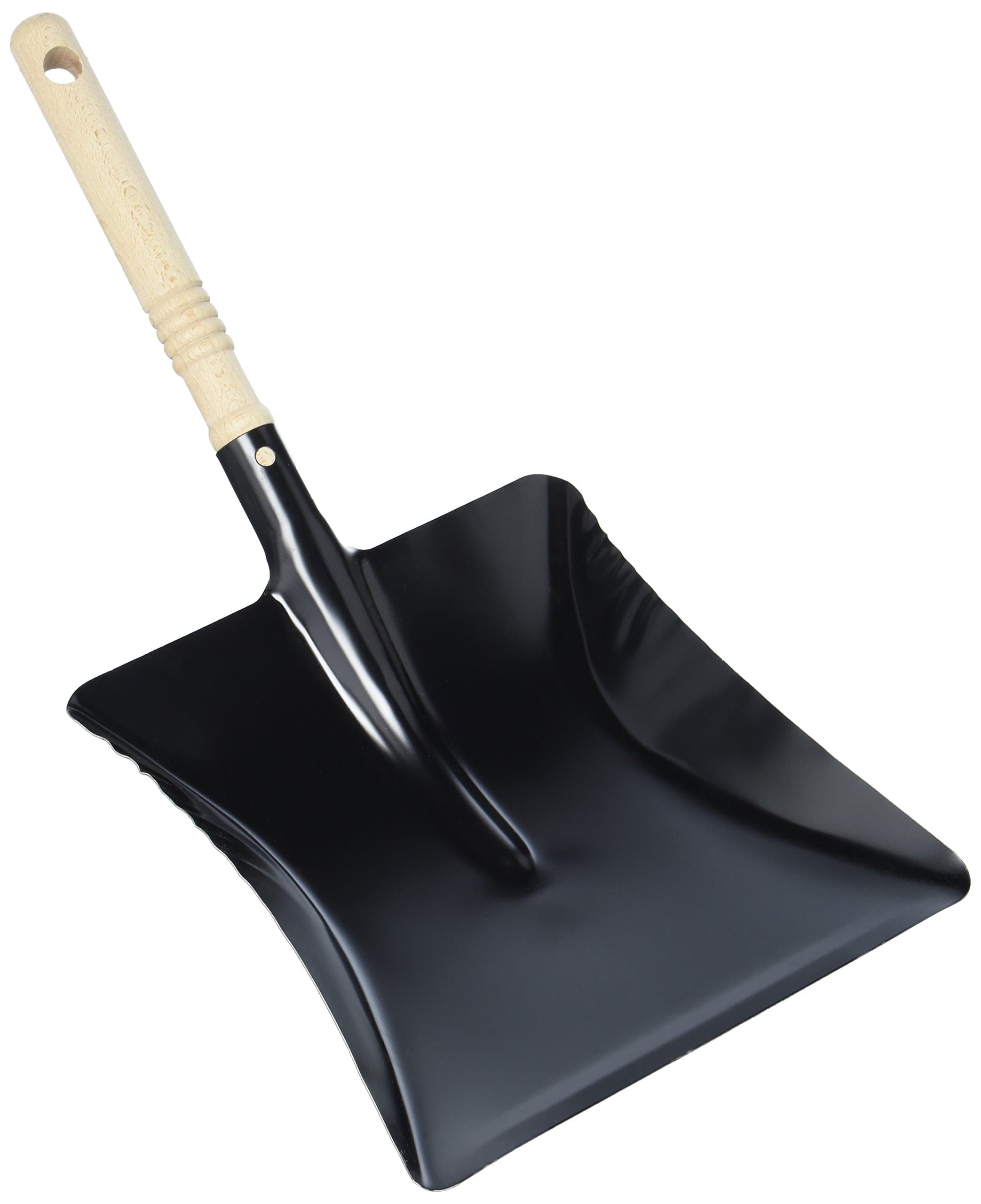 Turk Metal Dustpan with Wooden Handle, Black, 22x23x30 cm
