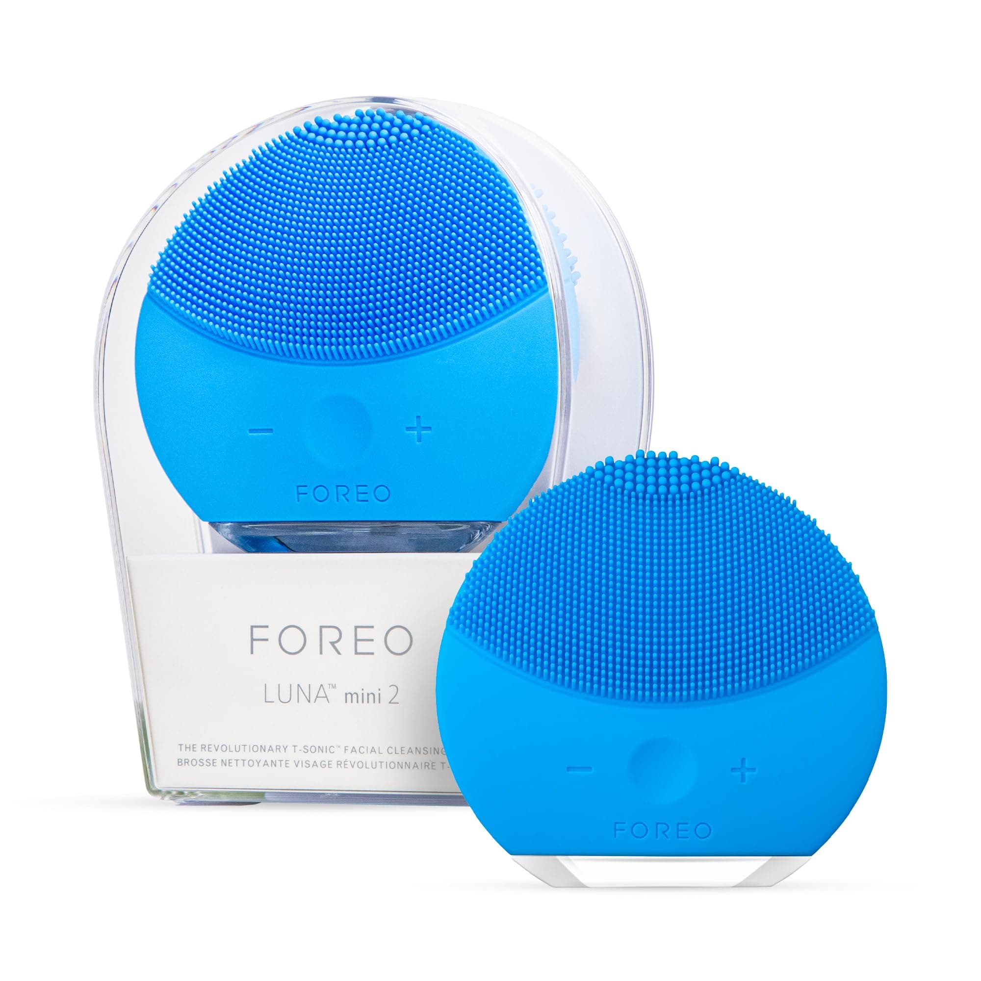 LUNA mini 2 Facial Cleansing Brush and Anti-aging Skin Care device made with Soft Silicone for Every Skin Type Aquamarine,