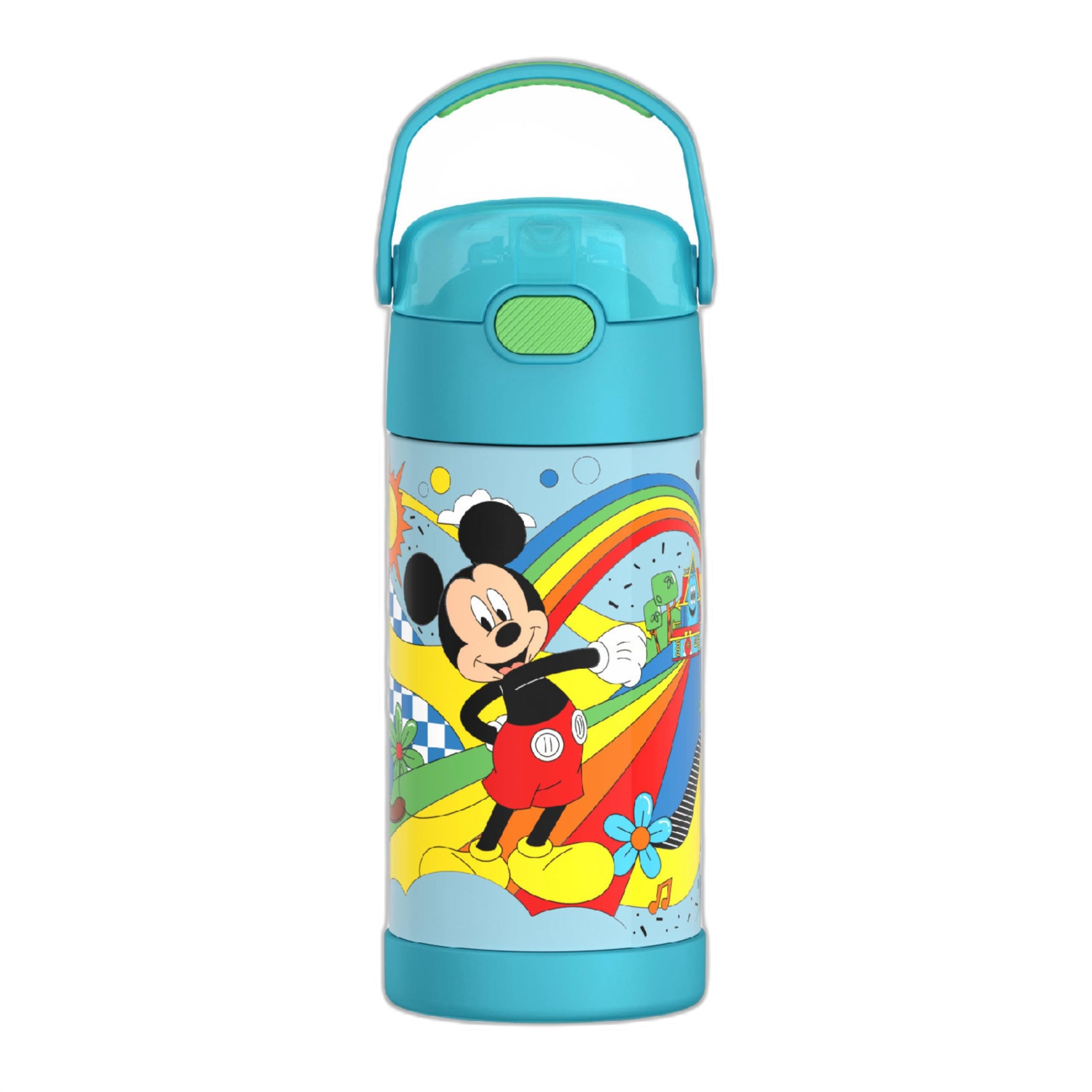 THERMOS FUNTAINER Water Bottle with Straw - 12 Ounce, Mickey Mouse - Kids Stainless Steel Vacuum Insulated Water Bottle with Lid