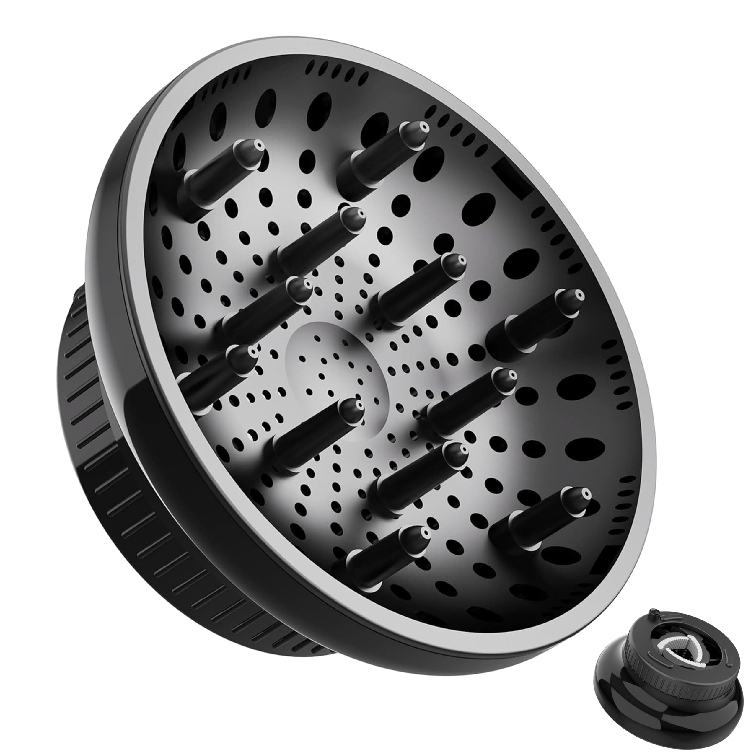 Hair Diffuser Attachment Universal Diffuser Hair Dryer for Curly Hair, Hair Dryer Diffuser for Blow Dry and Volumizing, Hair Diffuser for Curly Hair and Natural Wavy Hair (Black) BLOLYO