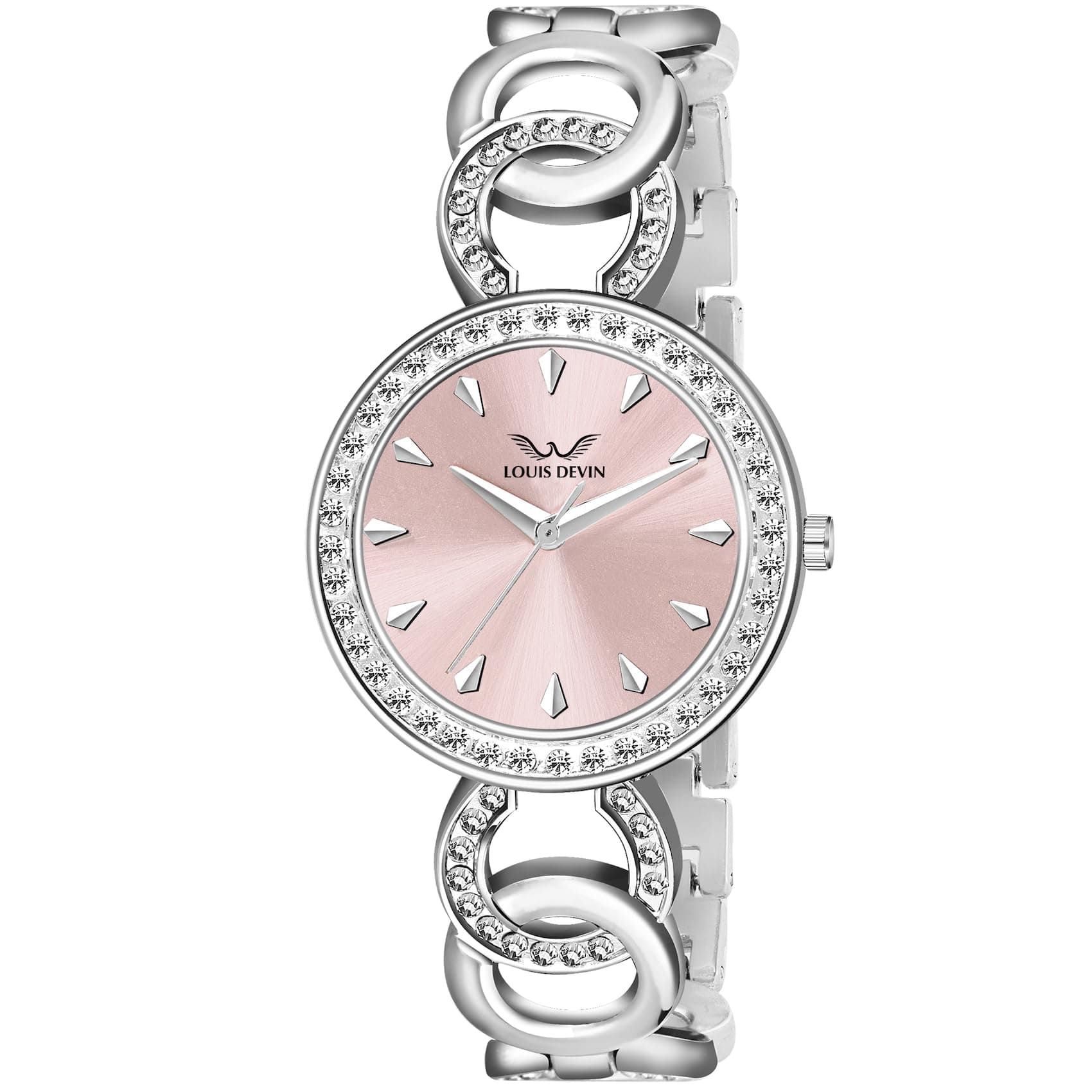 Silver Plated Bracelet Analog Watch for Women (Black/Pink/Blue Dial) | LD-JWL174