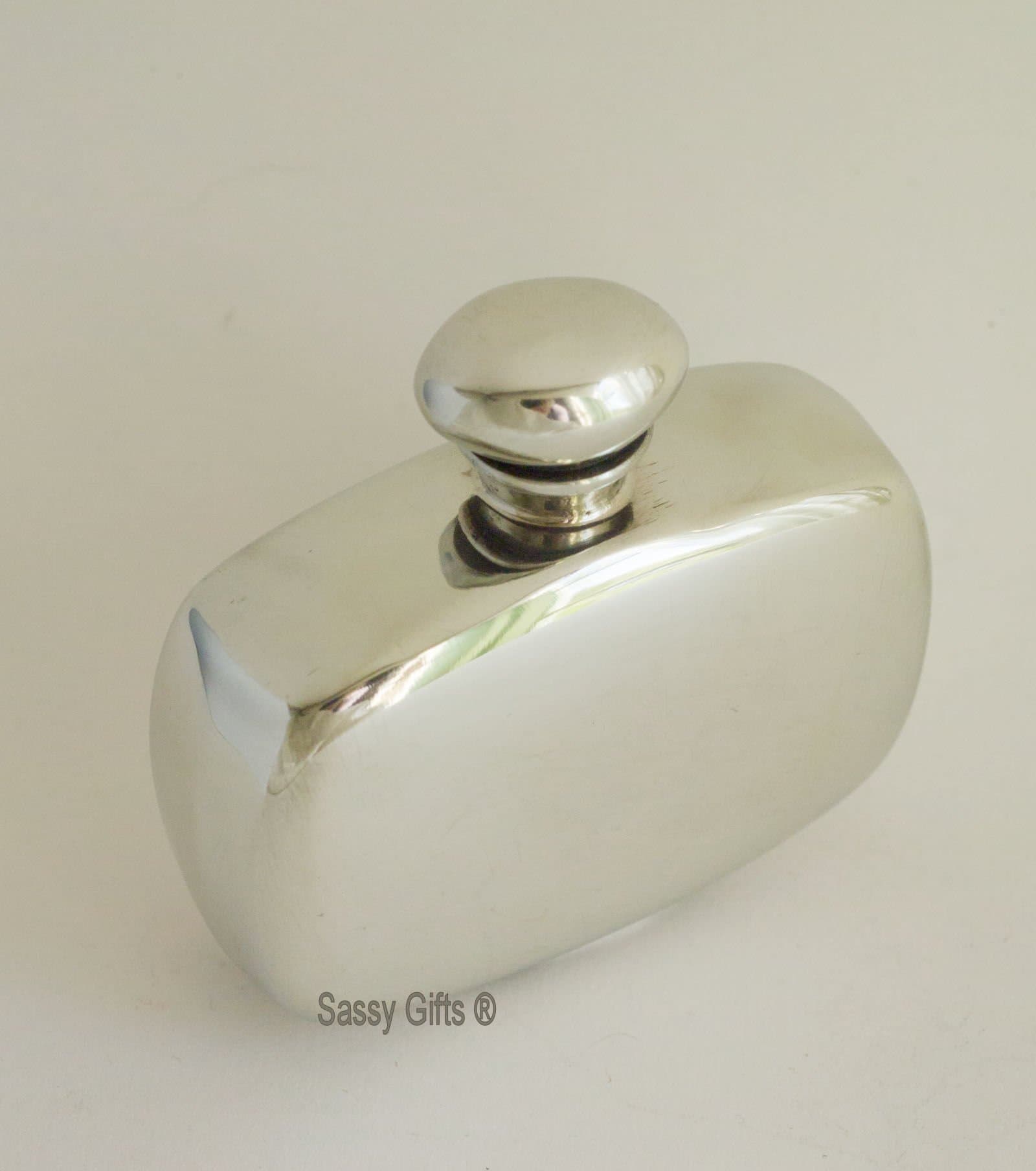 English Pewter 2oz Retro Quality Chunky Hip Flask by Sassy Gifts