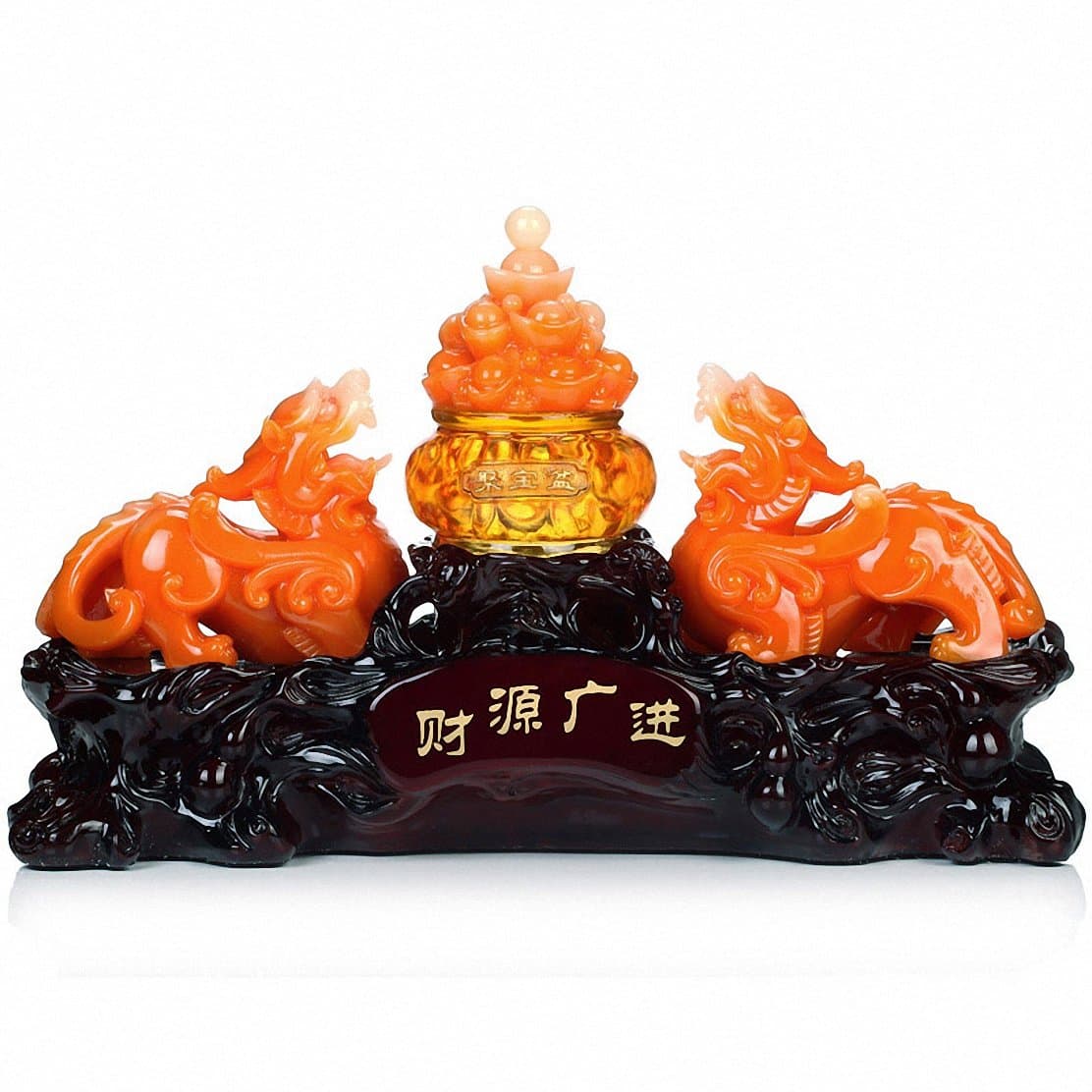 Large Size Feng Shui Pi Yao/Pi Xiu and Treasure Basin Wealth Porsperity Figurine, Best Housewarming Congratulatory Decoration (Large Size)