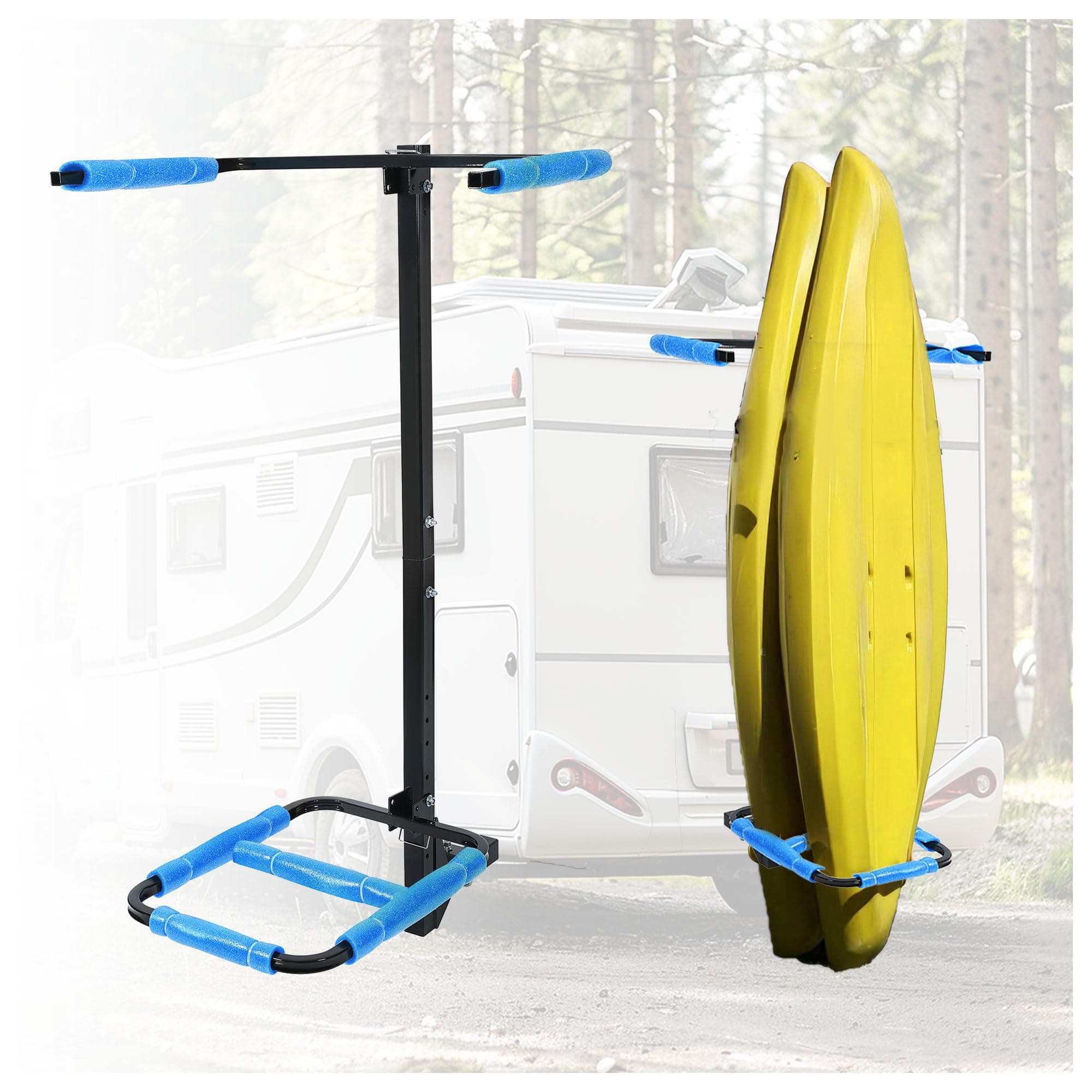 KUAFU Hitch Mount Kayak Rack Fits up to 12'' Kayaks Vertical Standing Kayak Vertiyak Carrier 2'' Hitch Receiver 150LBS for RV Truck SUV