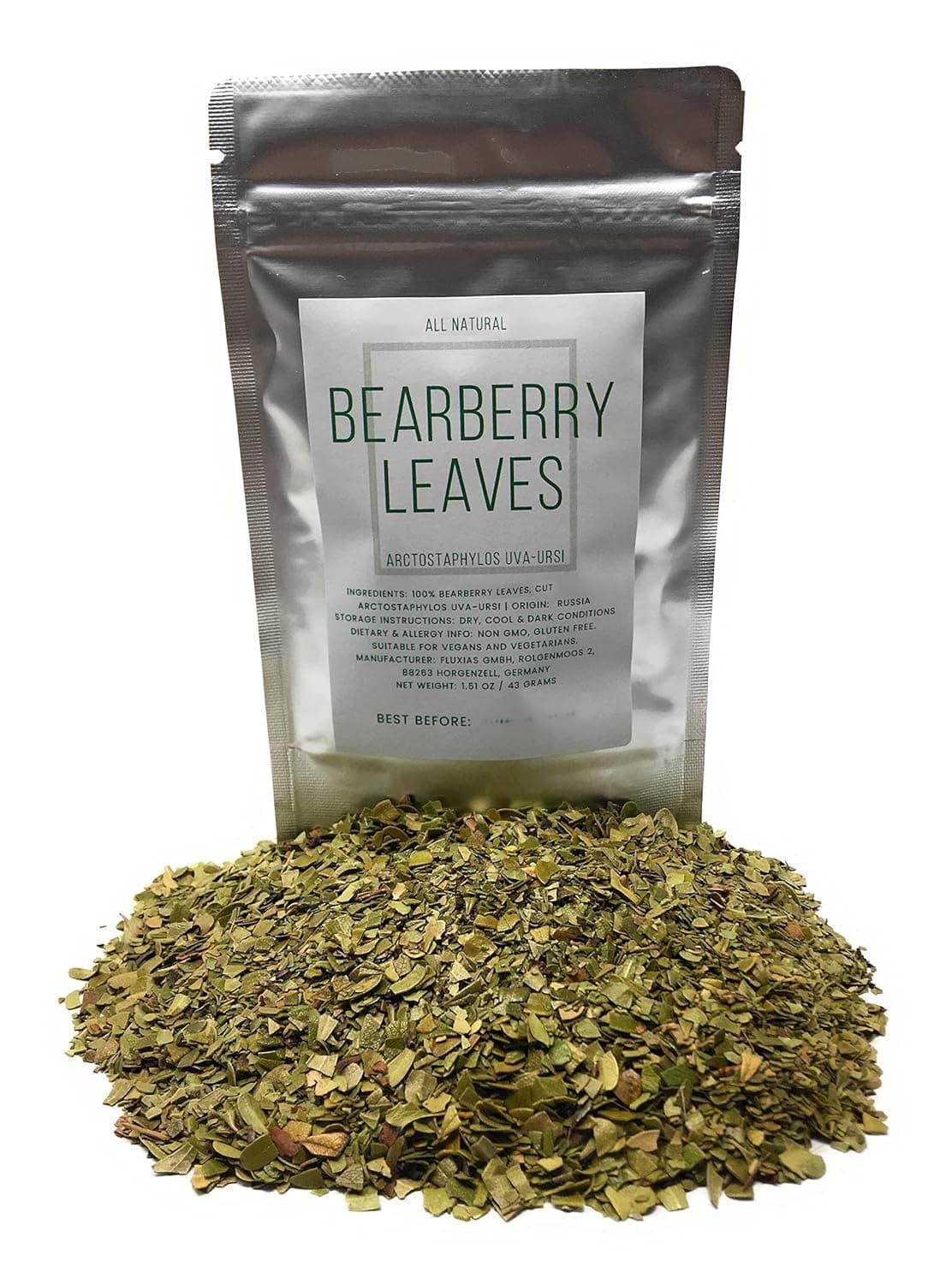 Bearberry Leaves (Kinnikinnick) - Cut, Dried Arctostaphylos Uva-ursi Leaves - Net Weight:1.5oz/43g