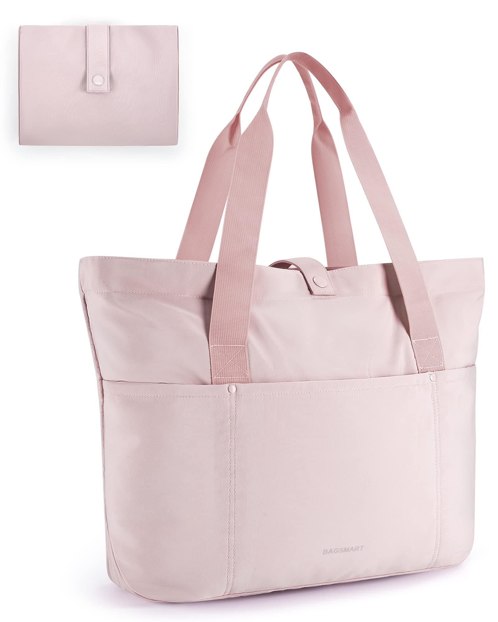 bagsmart Tote Bag for Women, Foldable Tote Bag, Handbags & Shoulder Bags with Zipper for Travel, Beach, Gym, Work, School
