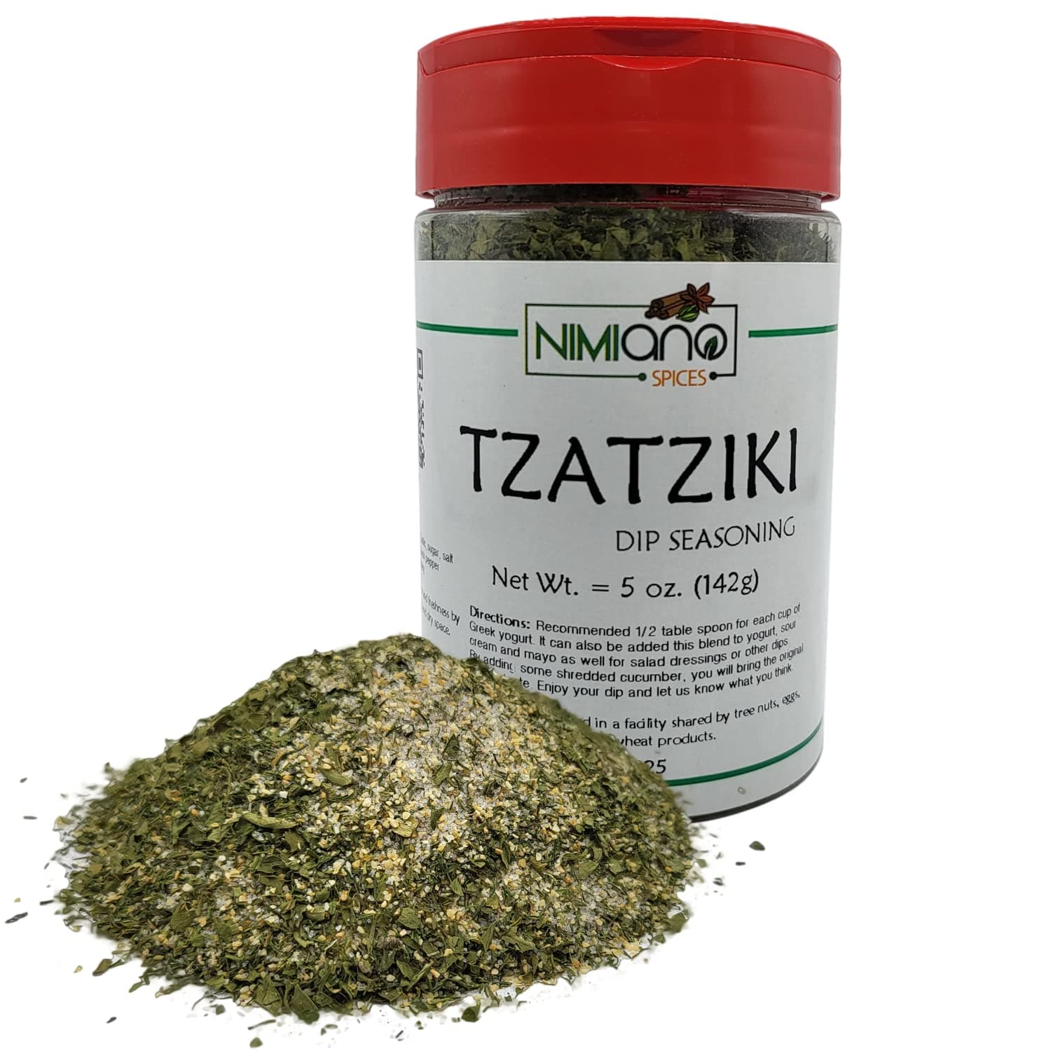 Nimiano Tzatziki Dip Seasoning | Traditional Greek Flavor | In-House Blended | Great for Yogurt, Dips and Salads | 5 OZ