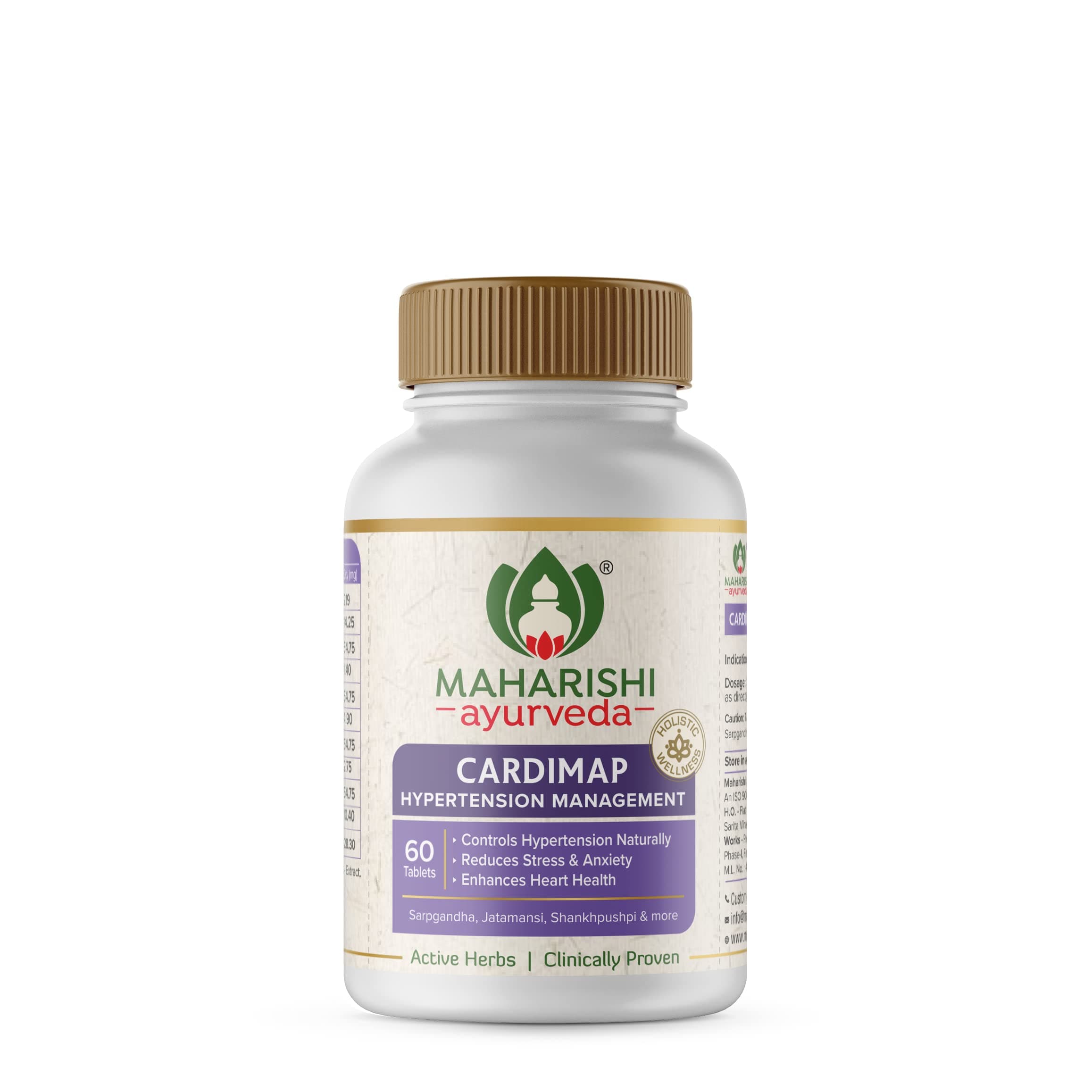 Maharishi Ayurveda Cardimap | Helps Normalises Blood Pressure Naturally | Unique Formulation | Synergy of 5 Herbs | 30 days Pack (60 Tab)
